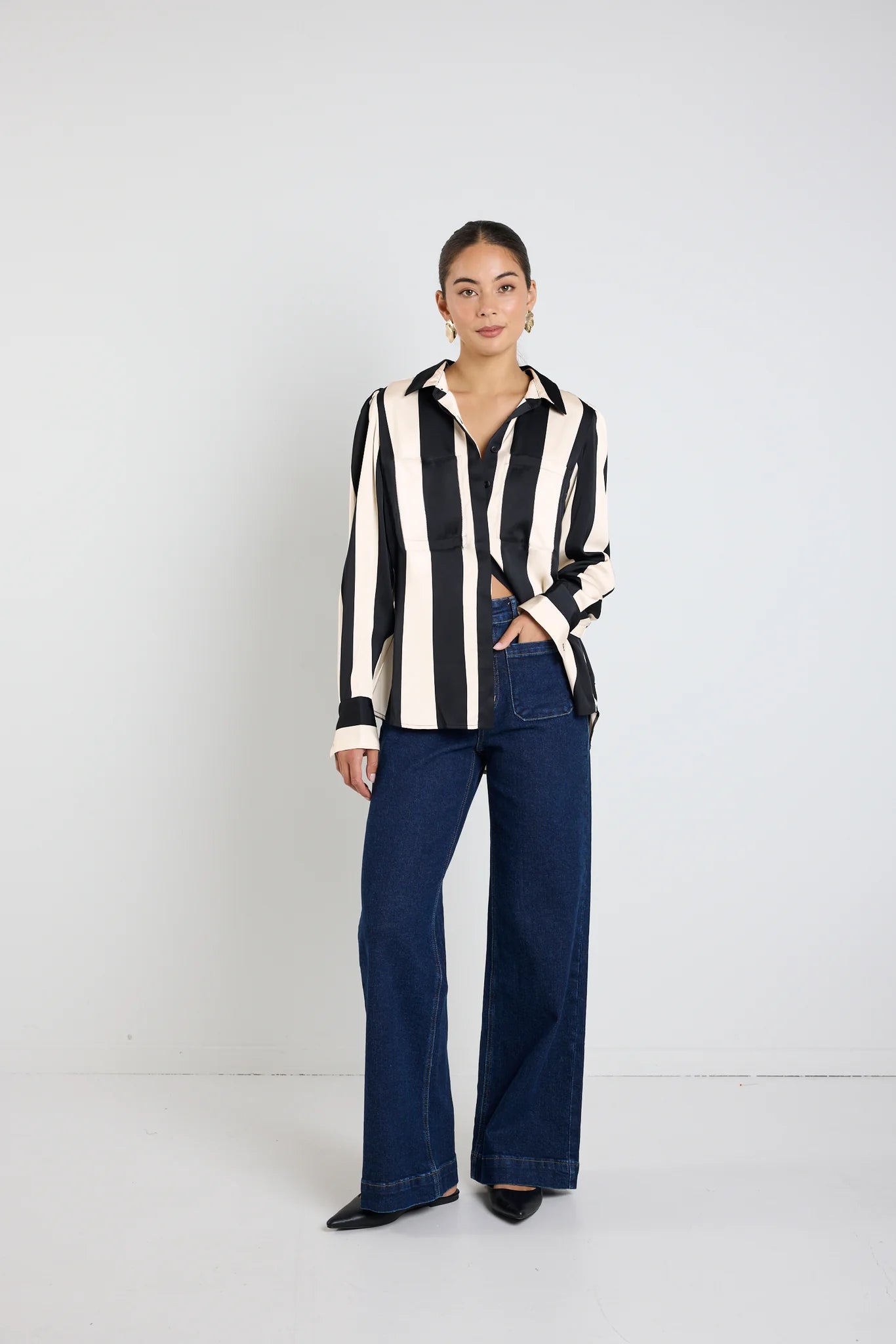 Solidify Black Sand Stripe Blouse