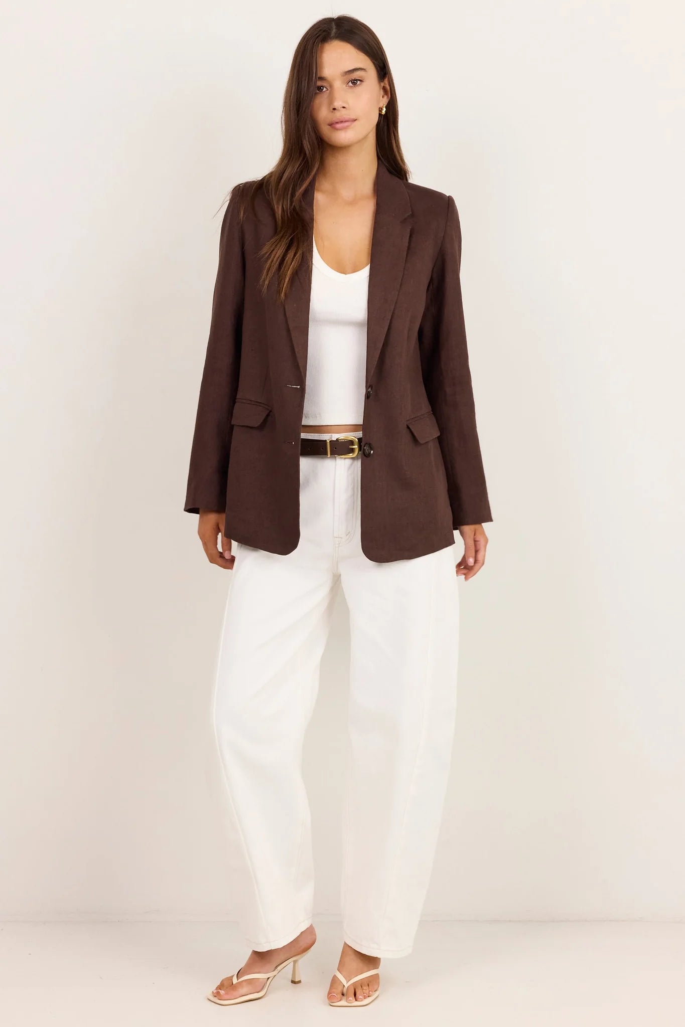 Pillar Chocolate Linen 2 Button Blazer
