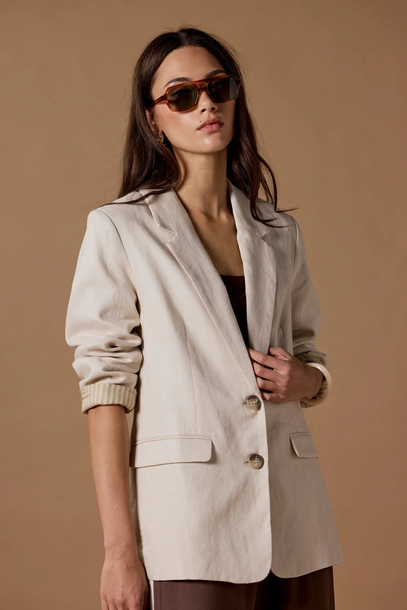 Pillar Cream Linen Blazer
