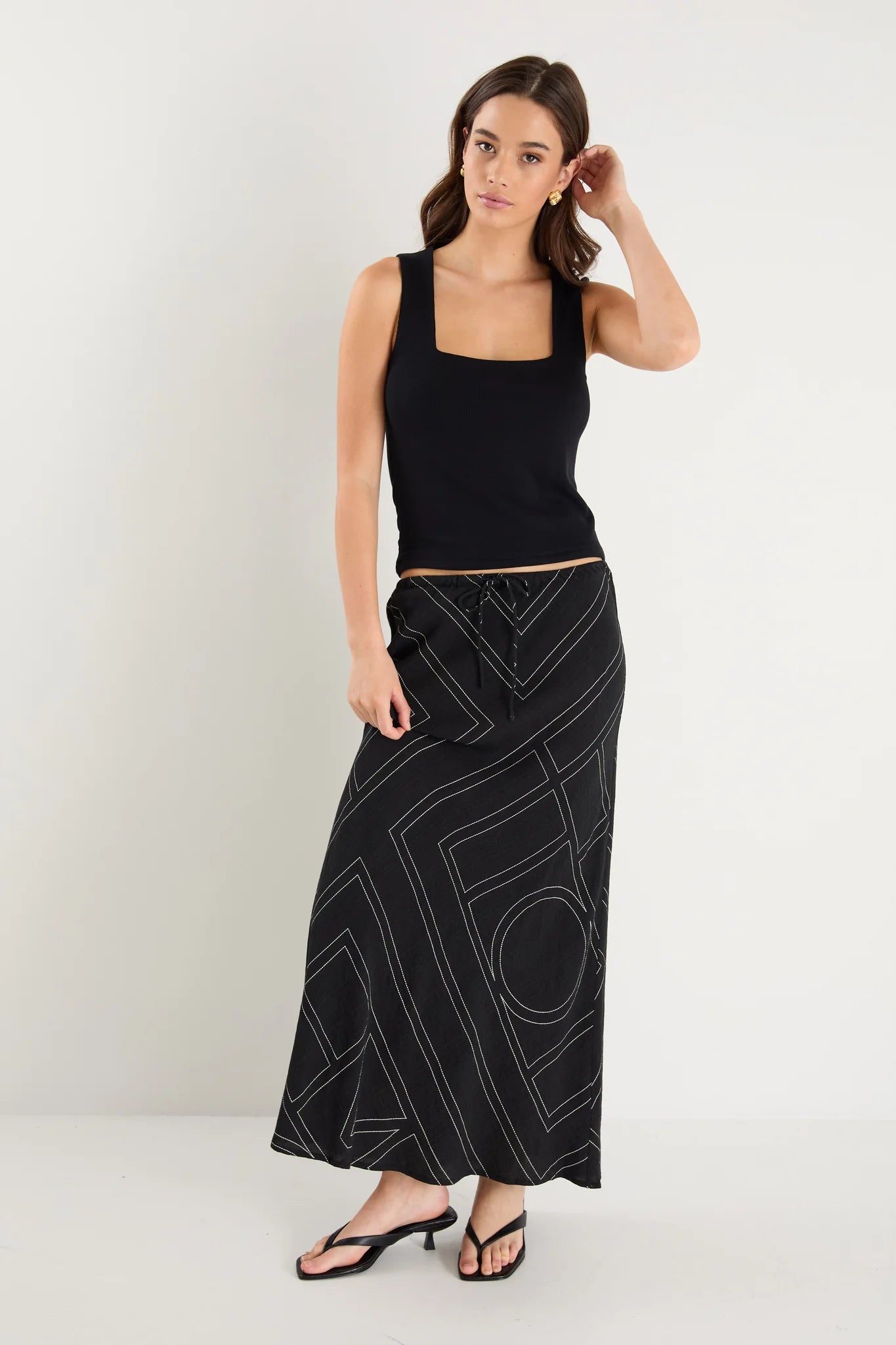 Summit Black Ivory Lines Maxi Skirt