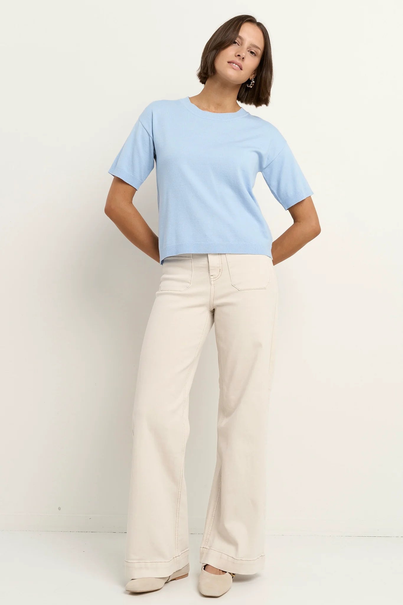 Precise Sky Blue Knitted Tee