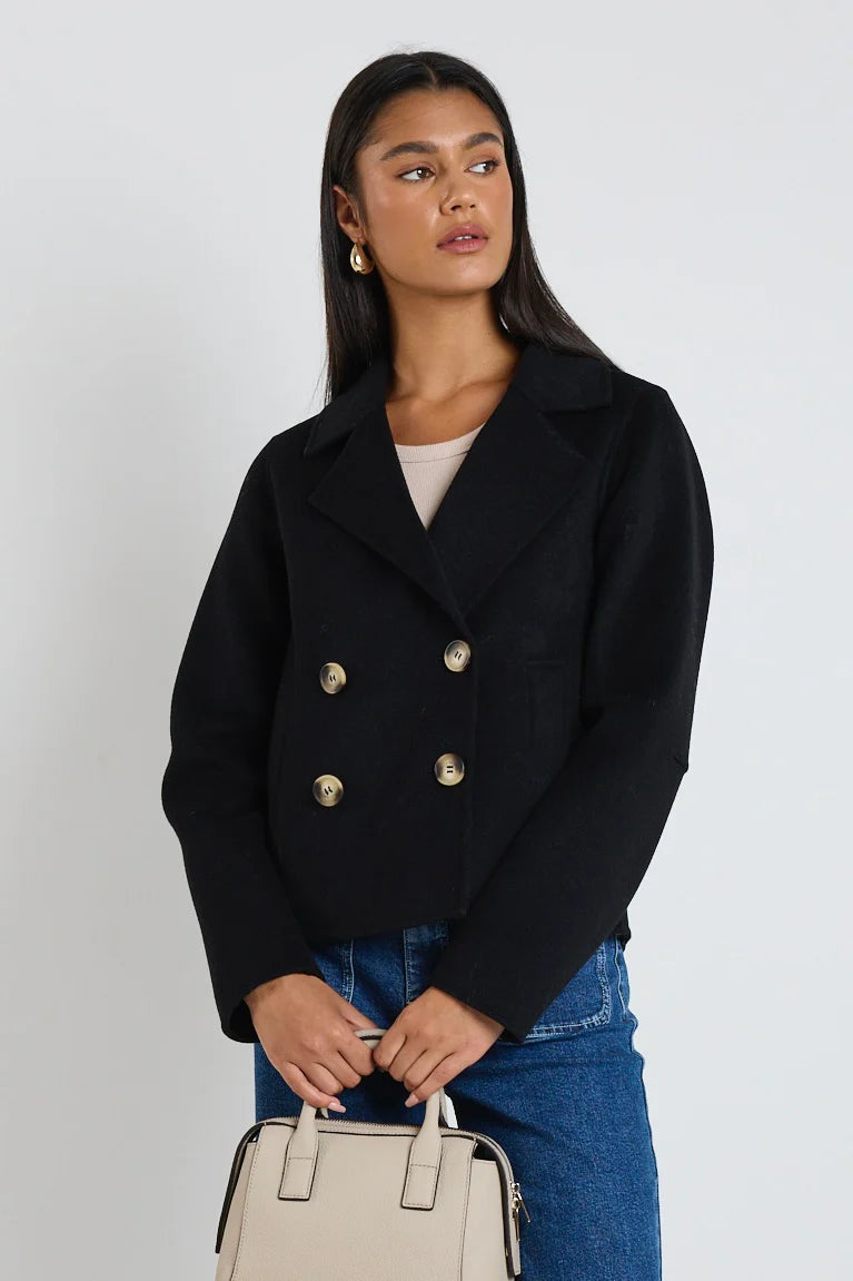 Prestige Black Wool Short Jacket