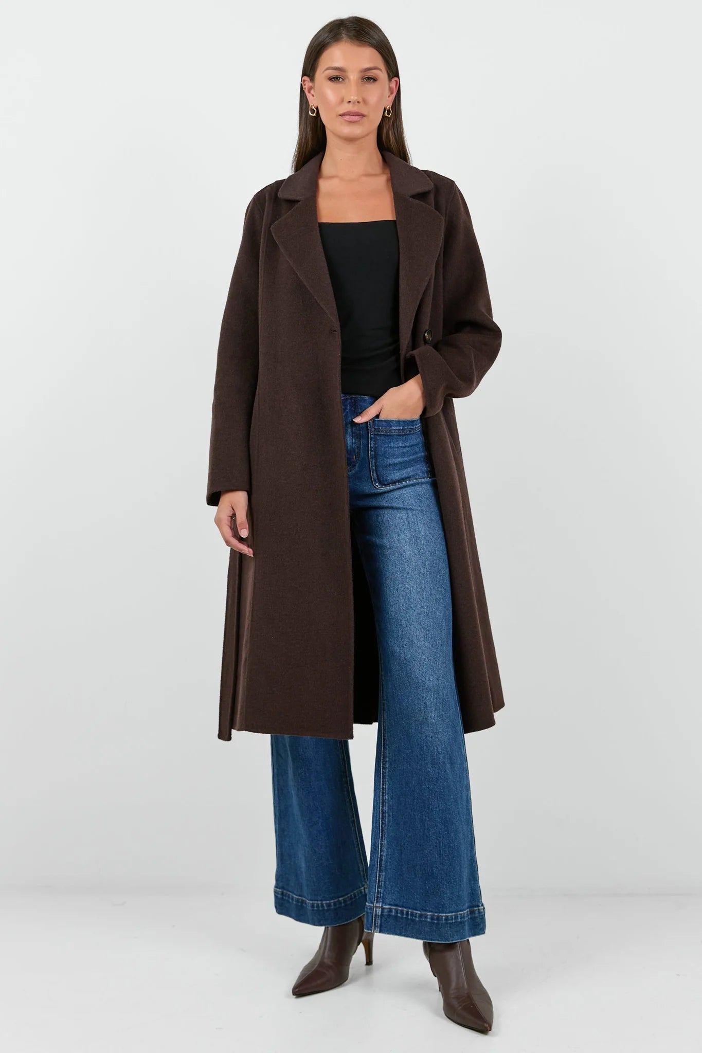 Provence Chocolate Melton Double Breasted Coat
