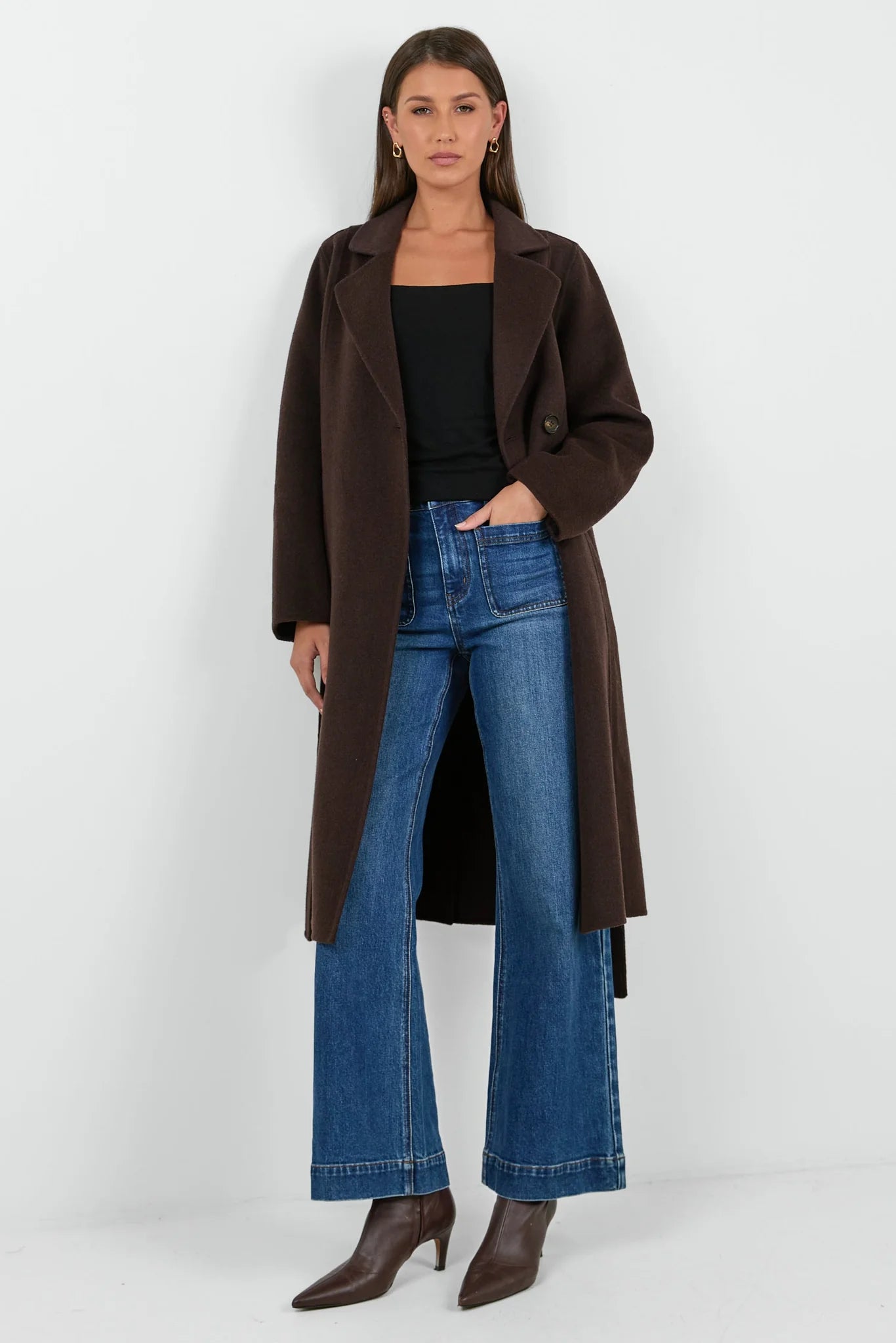 Provence Chocolate Melton Double Breasted Coat
