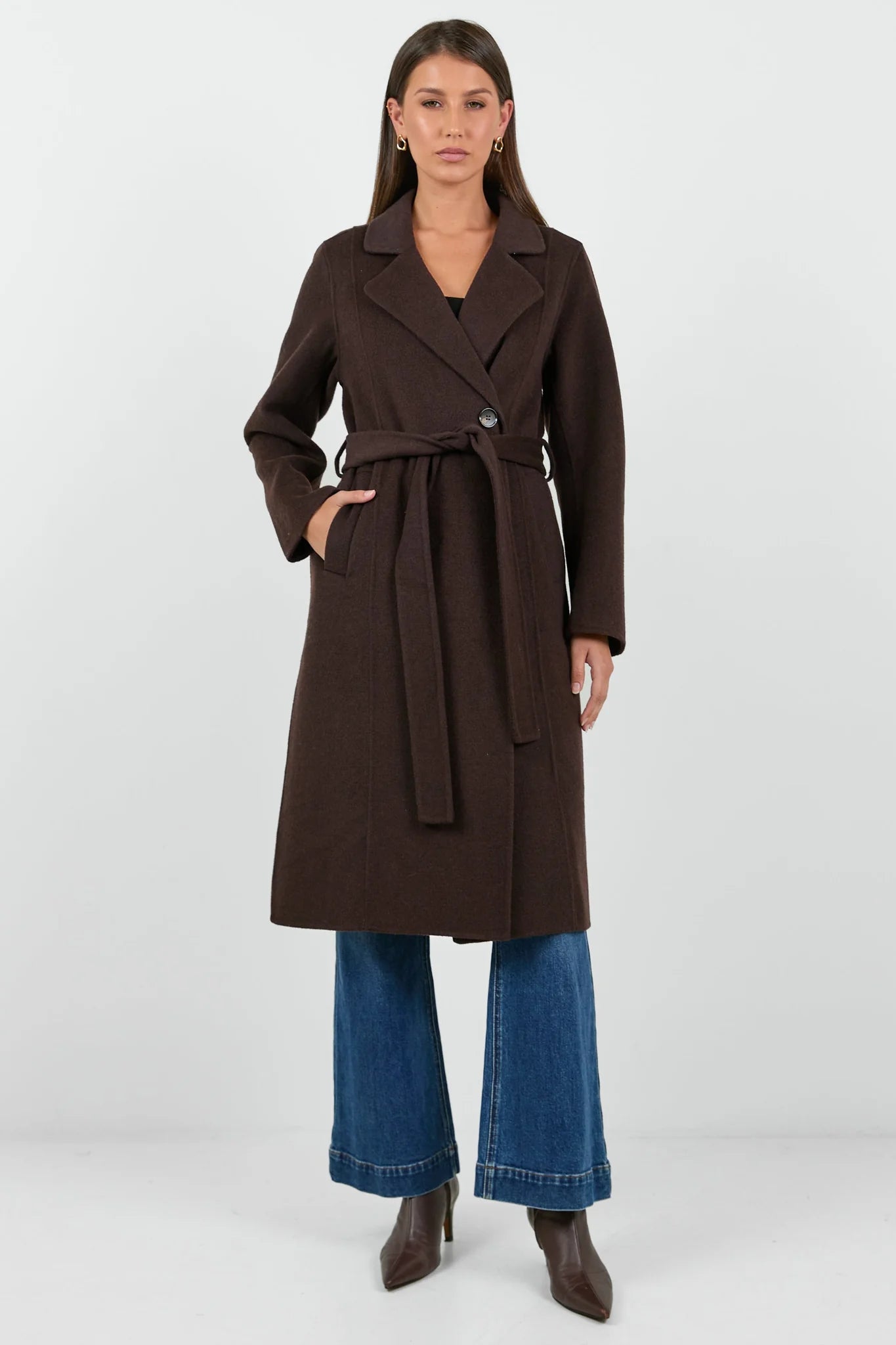 Provence Chocolate Melton Double Breasted Coat