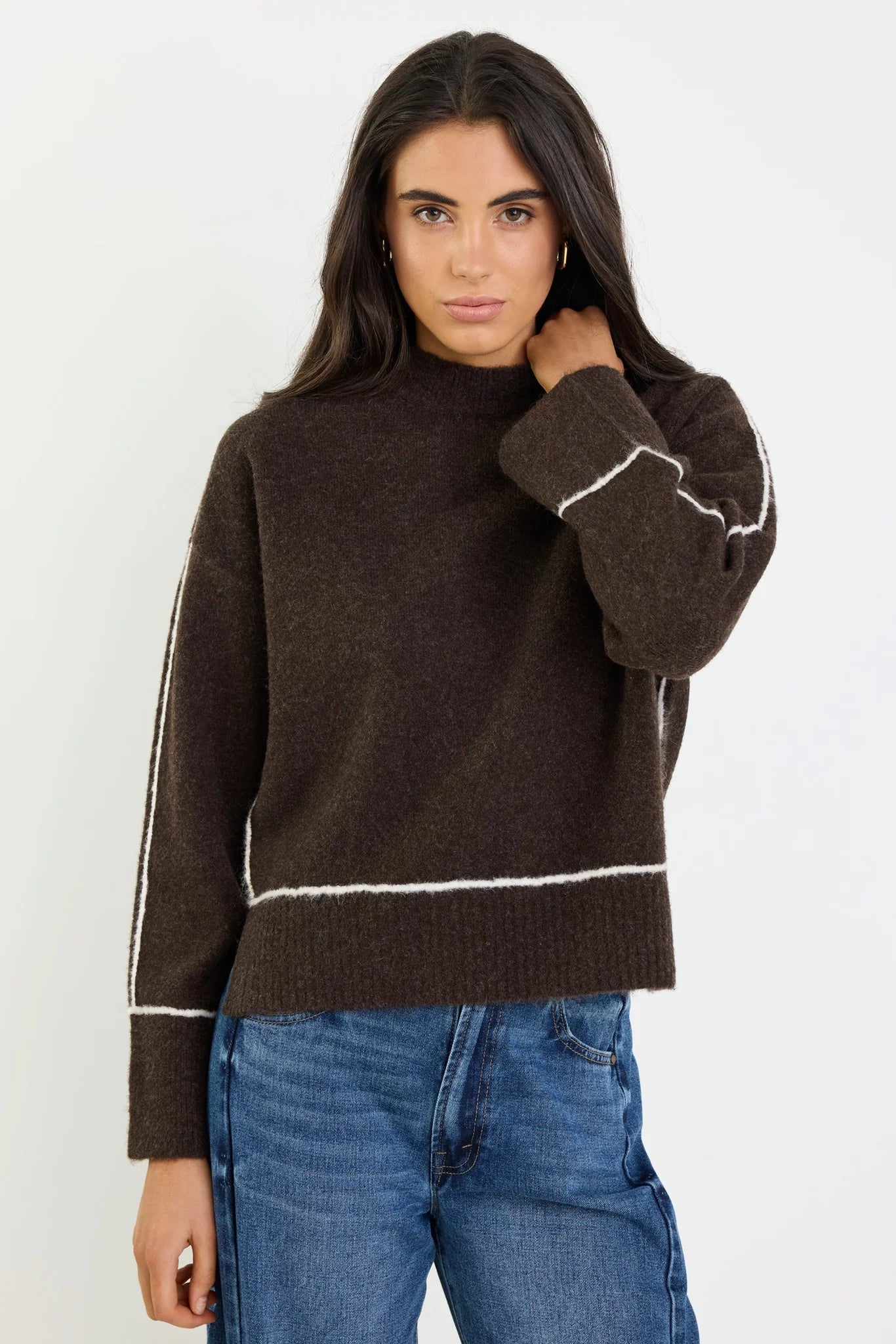 Quest chocolate contrast detail jumper