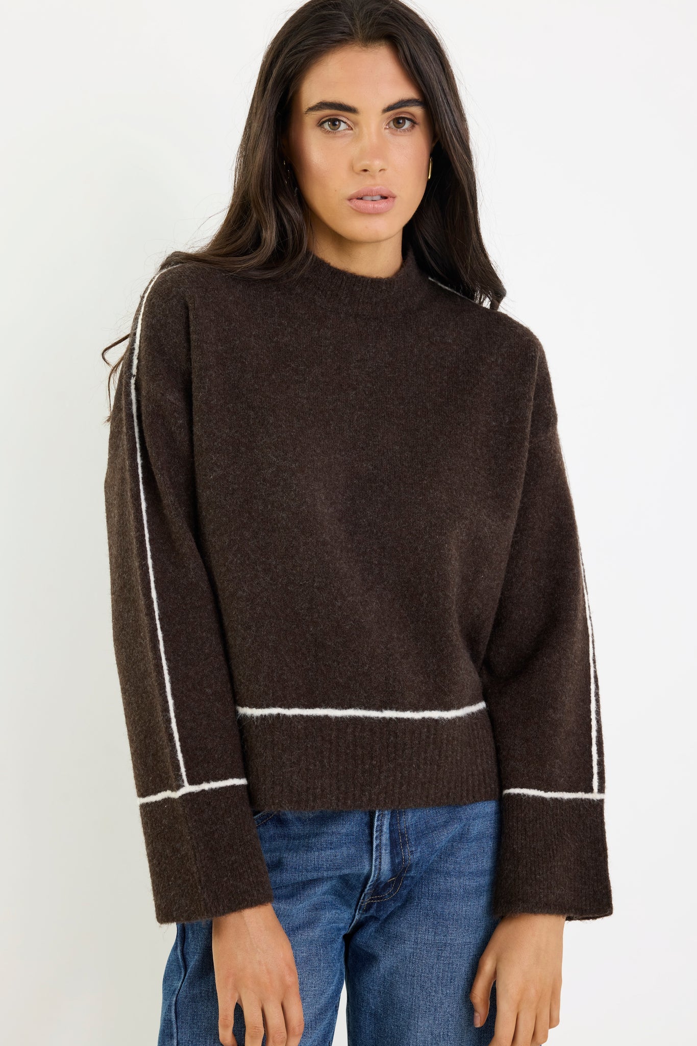 Quest chocolate contrast detail jumper