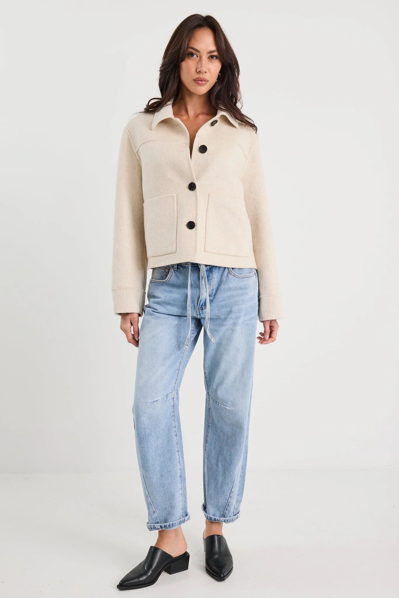 Ranger oat marle wool blend coat