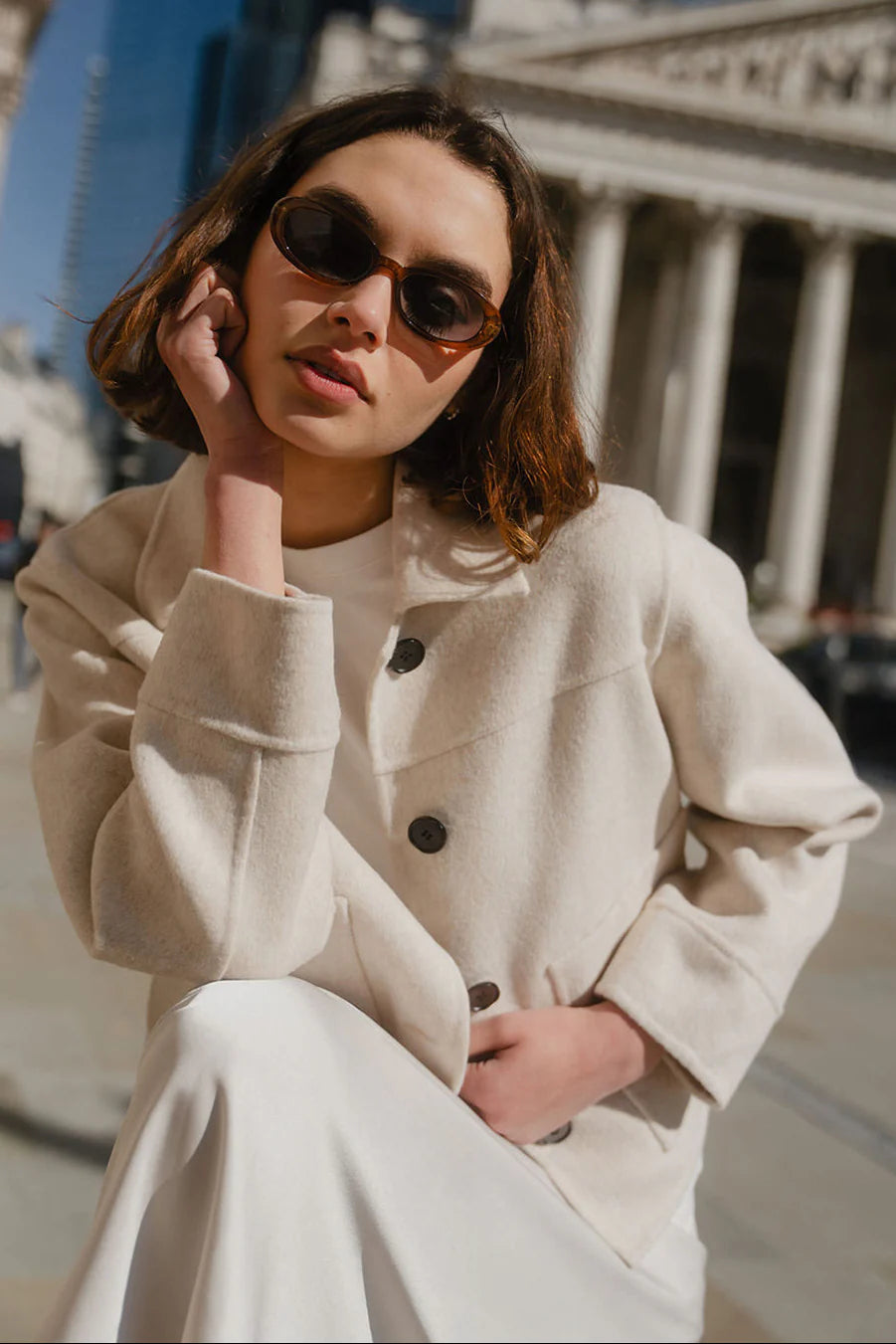 Ranger oat marle wool blend coat