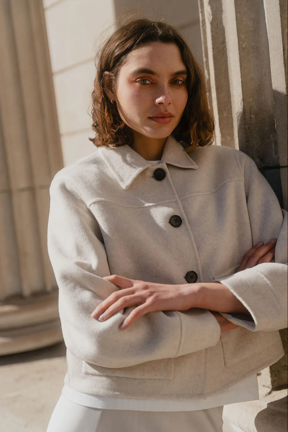 Ranger oat marle wool blend coat