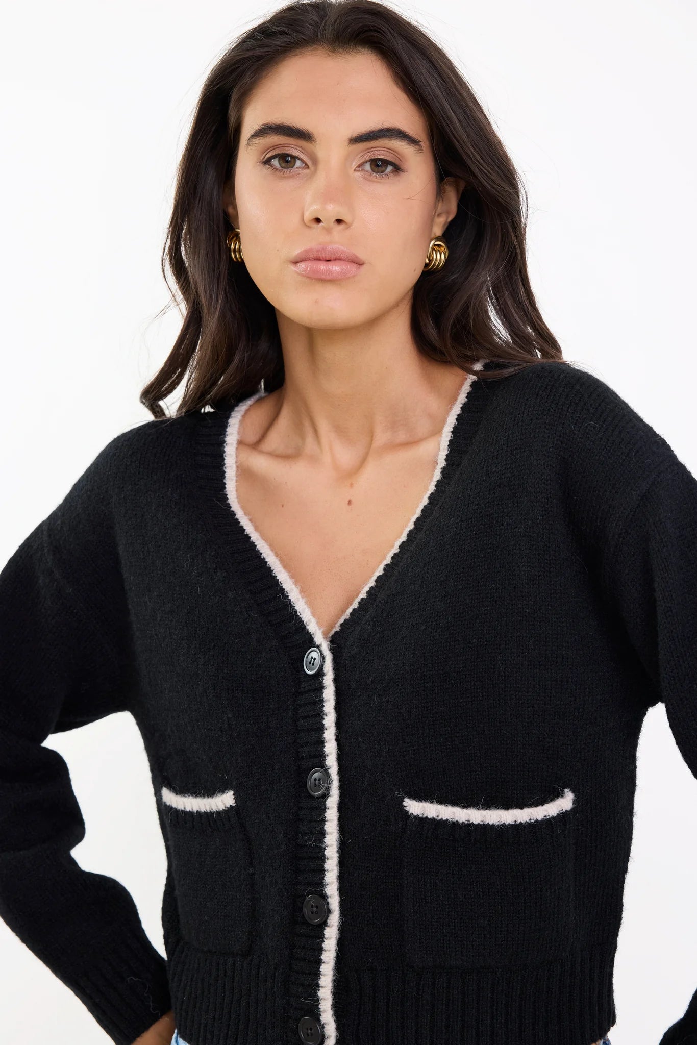 Rapport Black Contrast Edge Cardigan