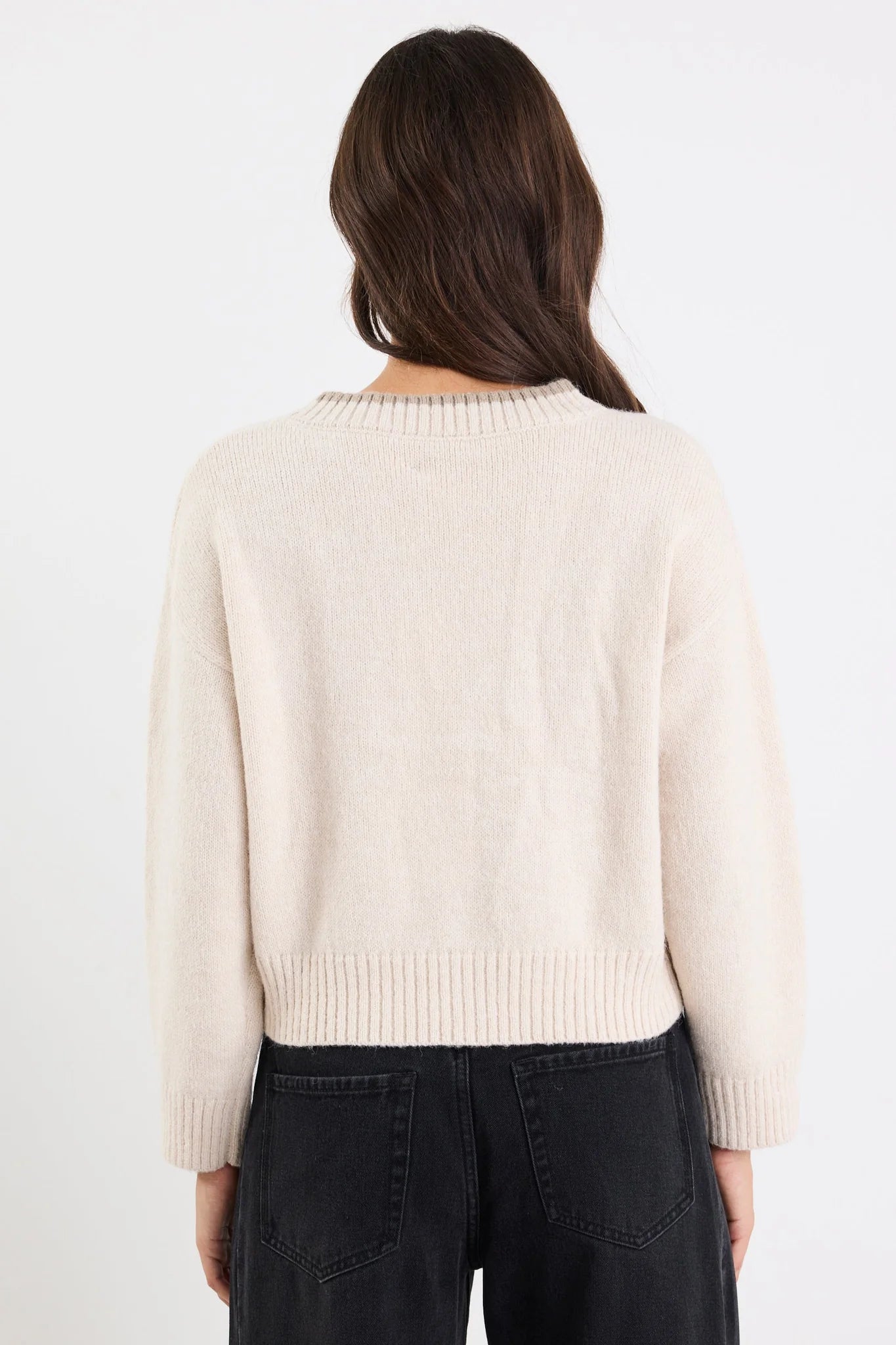 Rapport ivory v neck contrast edge cardigan
