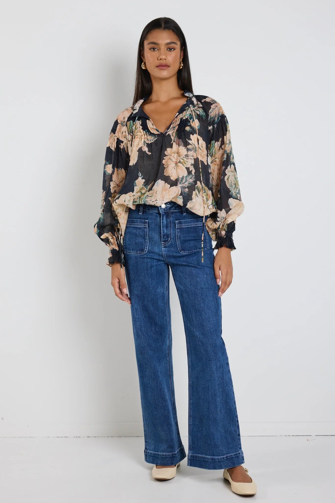 Refined Navy Floral Top