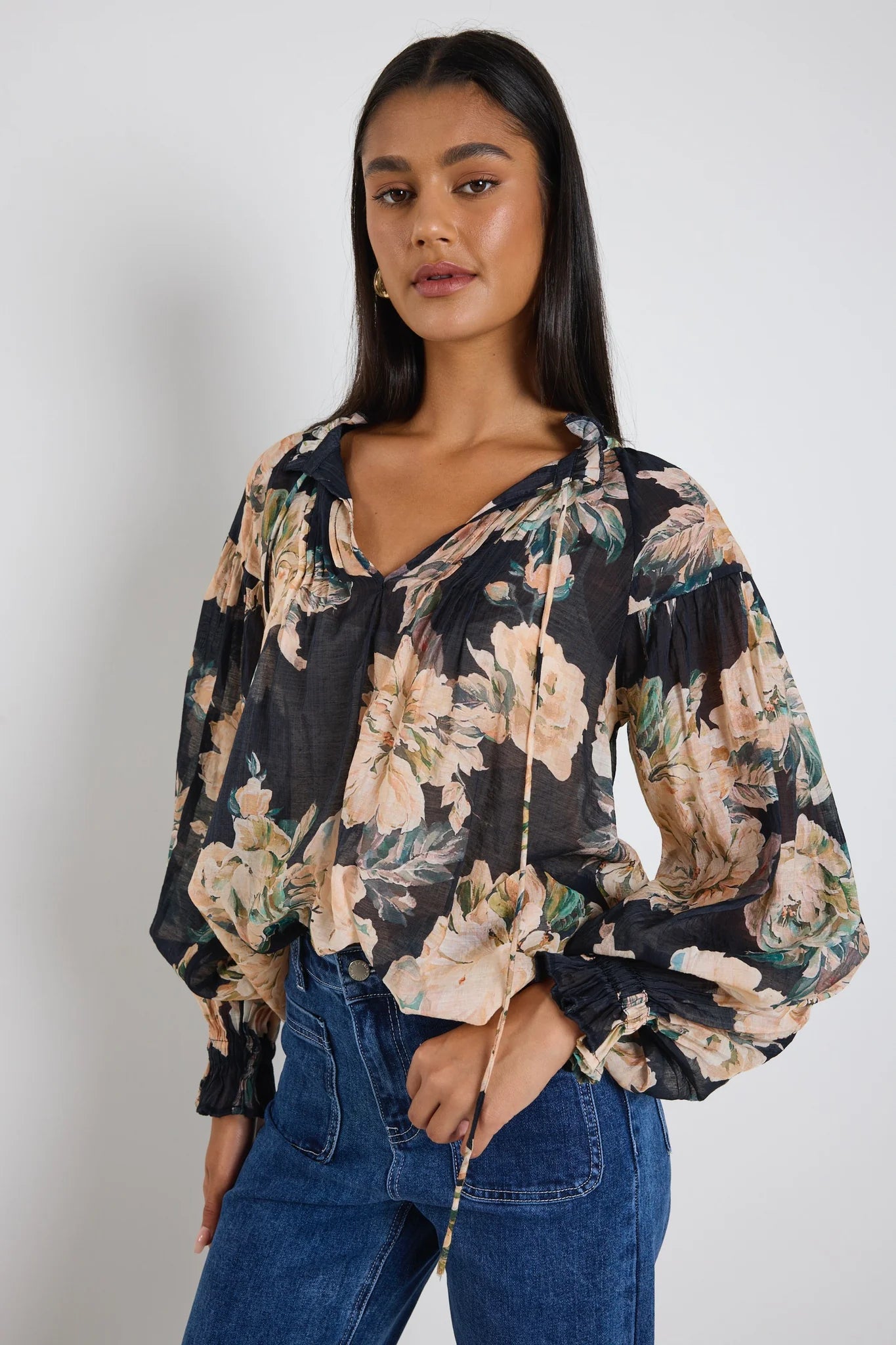 Refined Navy Floral Top