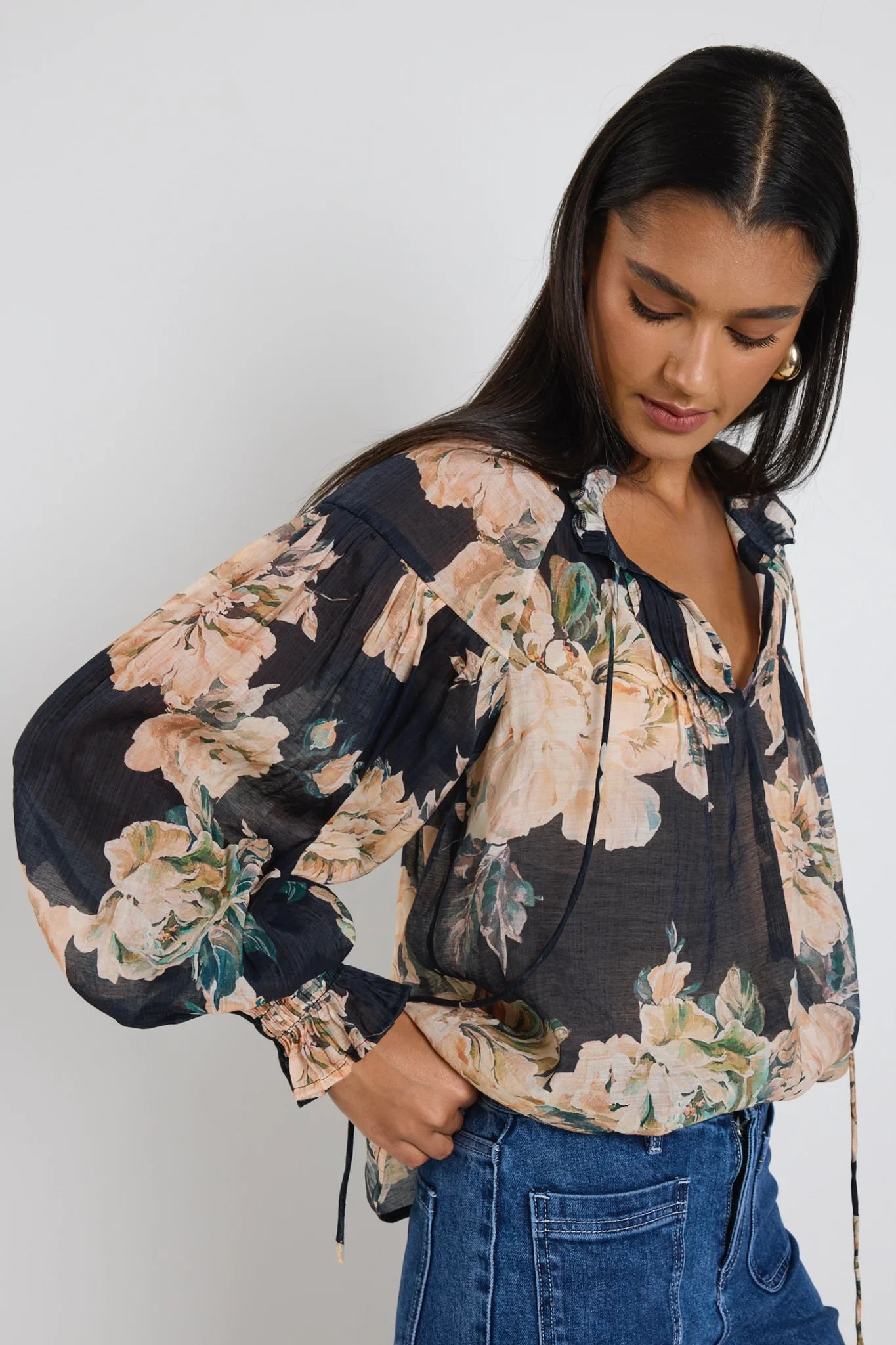 Refined Navy Floral Top