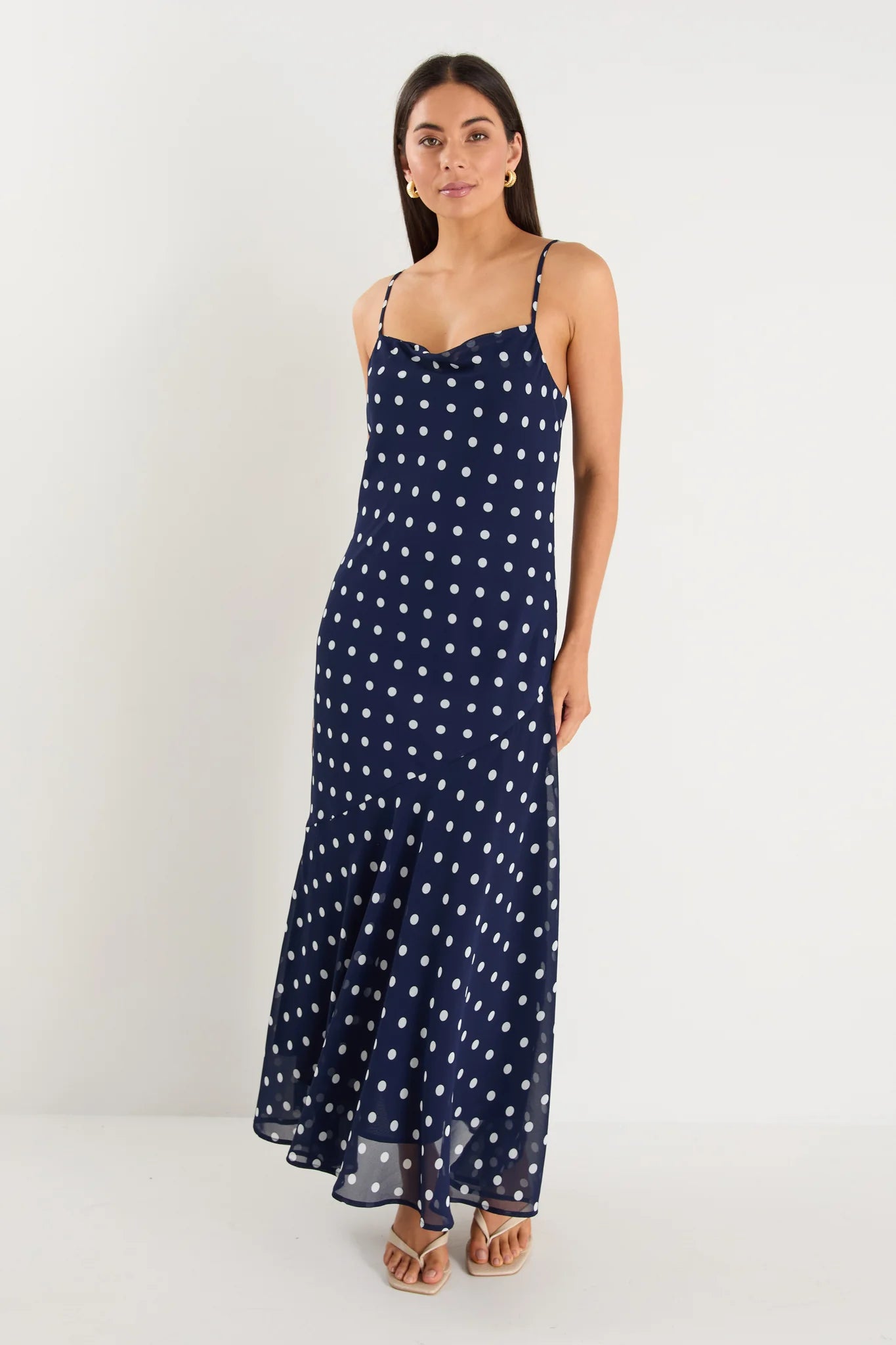 Reign Navy Polka Dot Maxi Dress