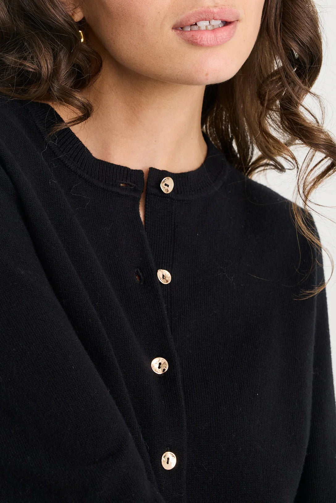 Replica black cotton cashmere crew neck  cardi