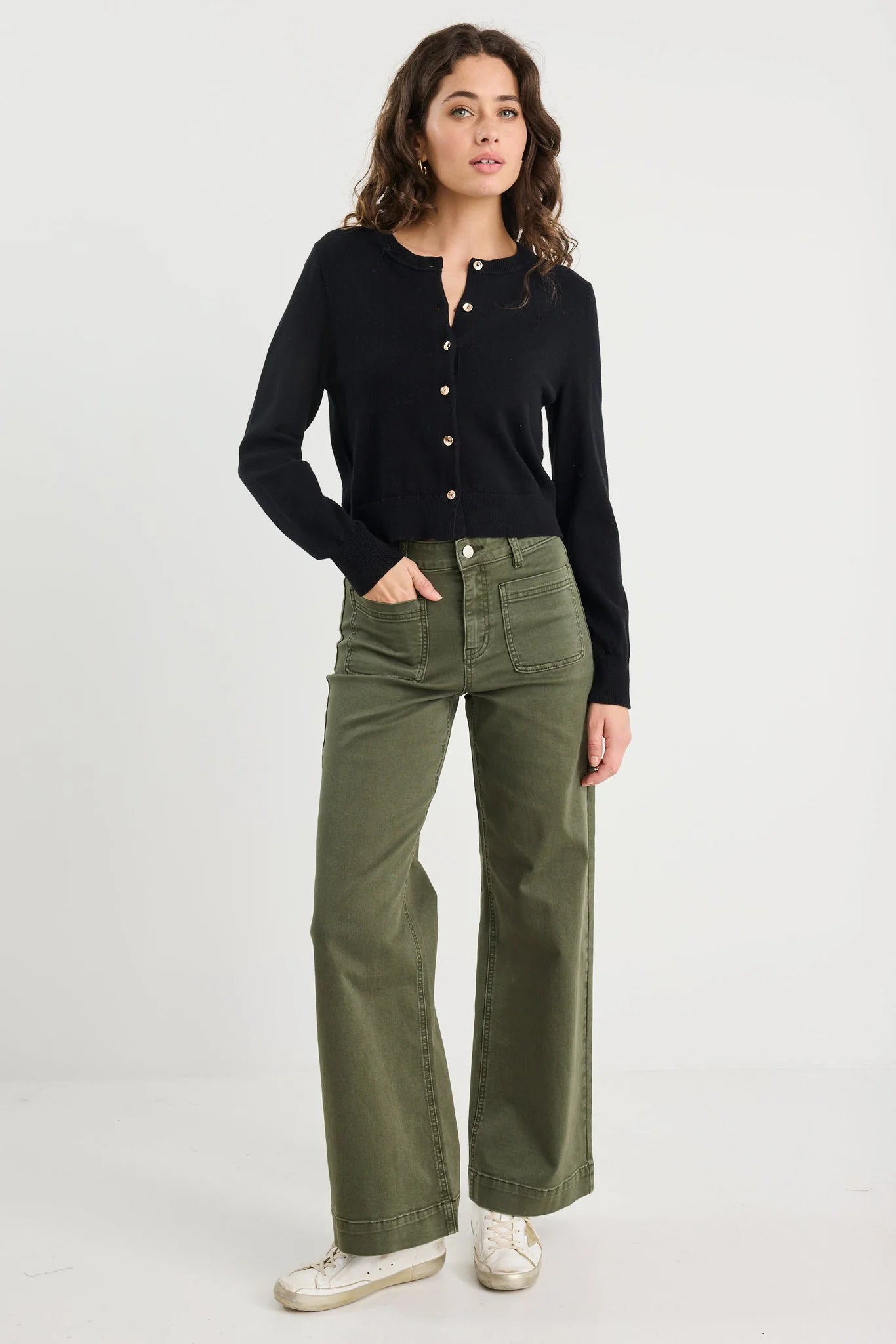 Replica black cotton cashmere crew neck  cardi