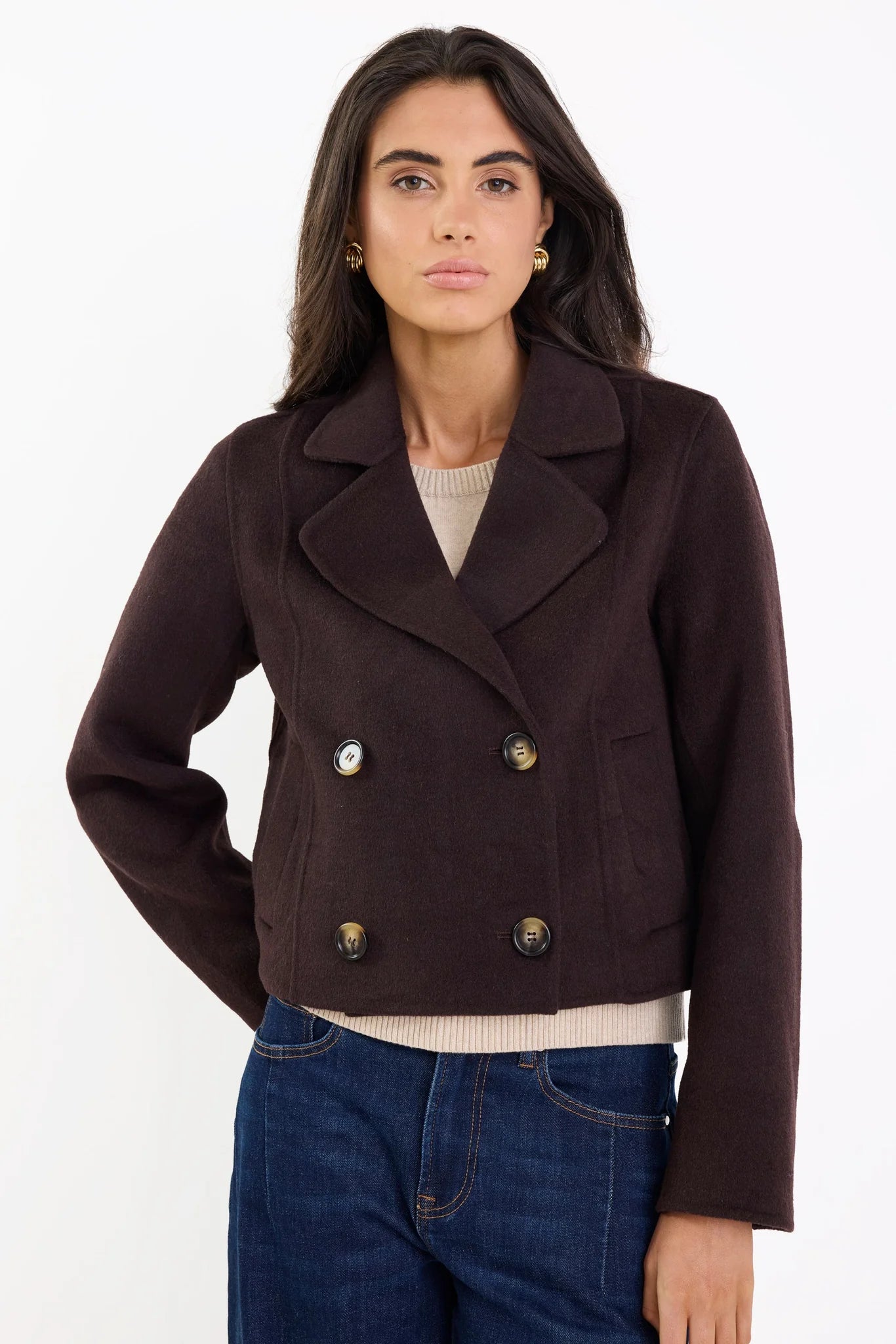 Reverie Chocolate Melton Coat