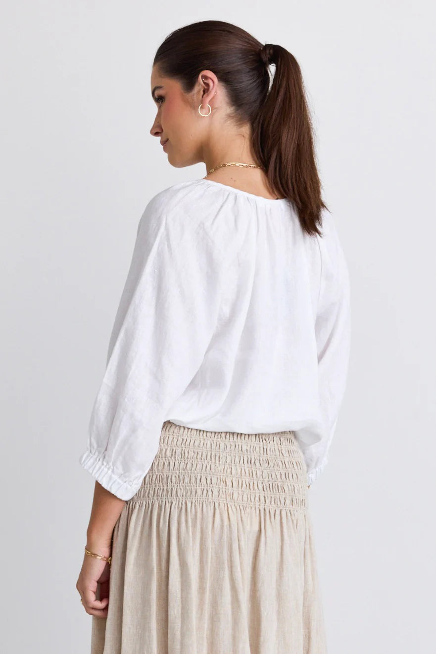 Revolutionary White Linen Relaxed Top