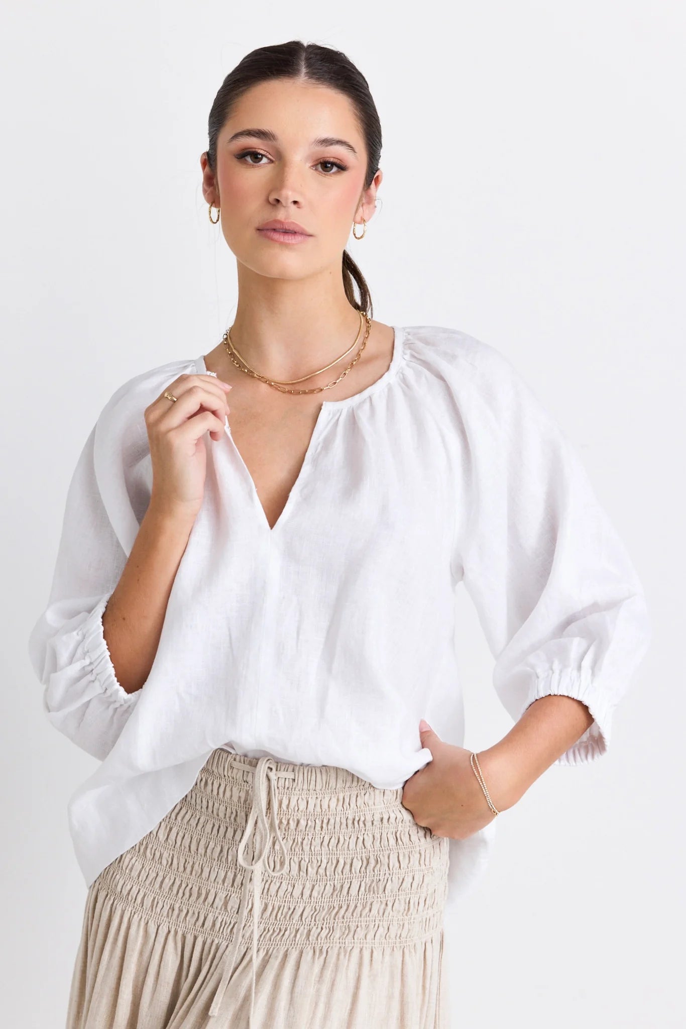 Revolutionary White Linen Relaxed Top