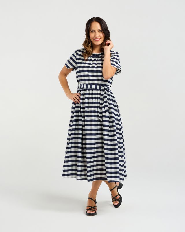 Scarlett Dress Navy Check
