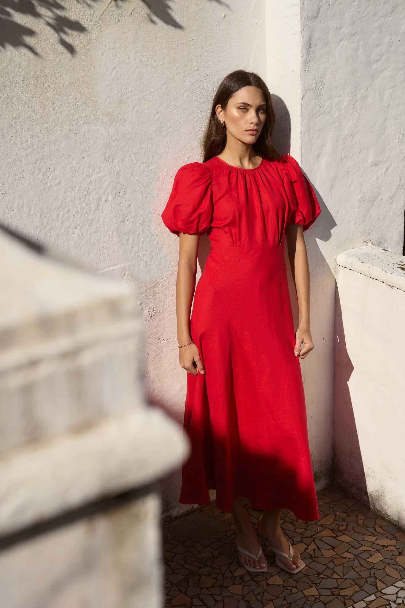Stage Cherry Puff Sleeve Maxi Dress