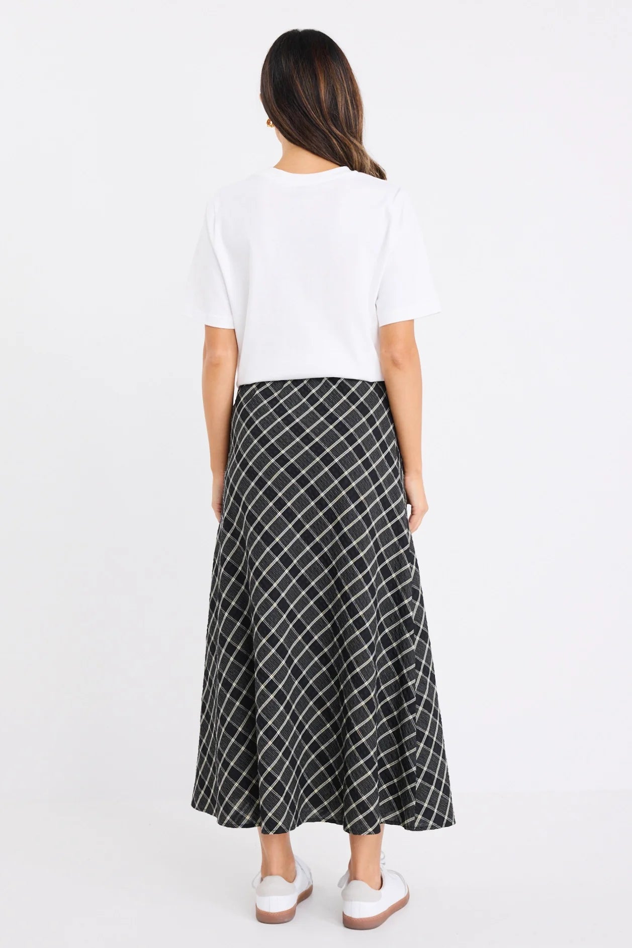Soulmate Black Check Midi Skirt
