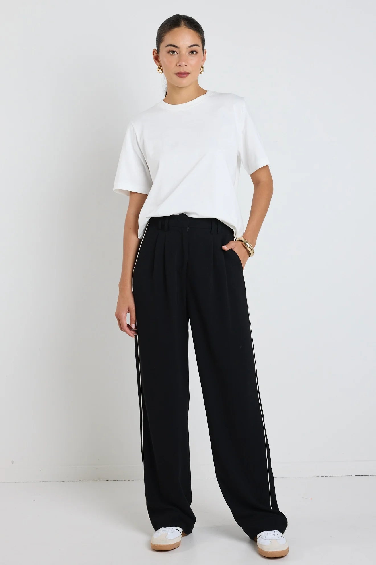 Collective Black Piped Trim Pants