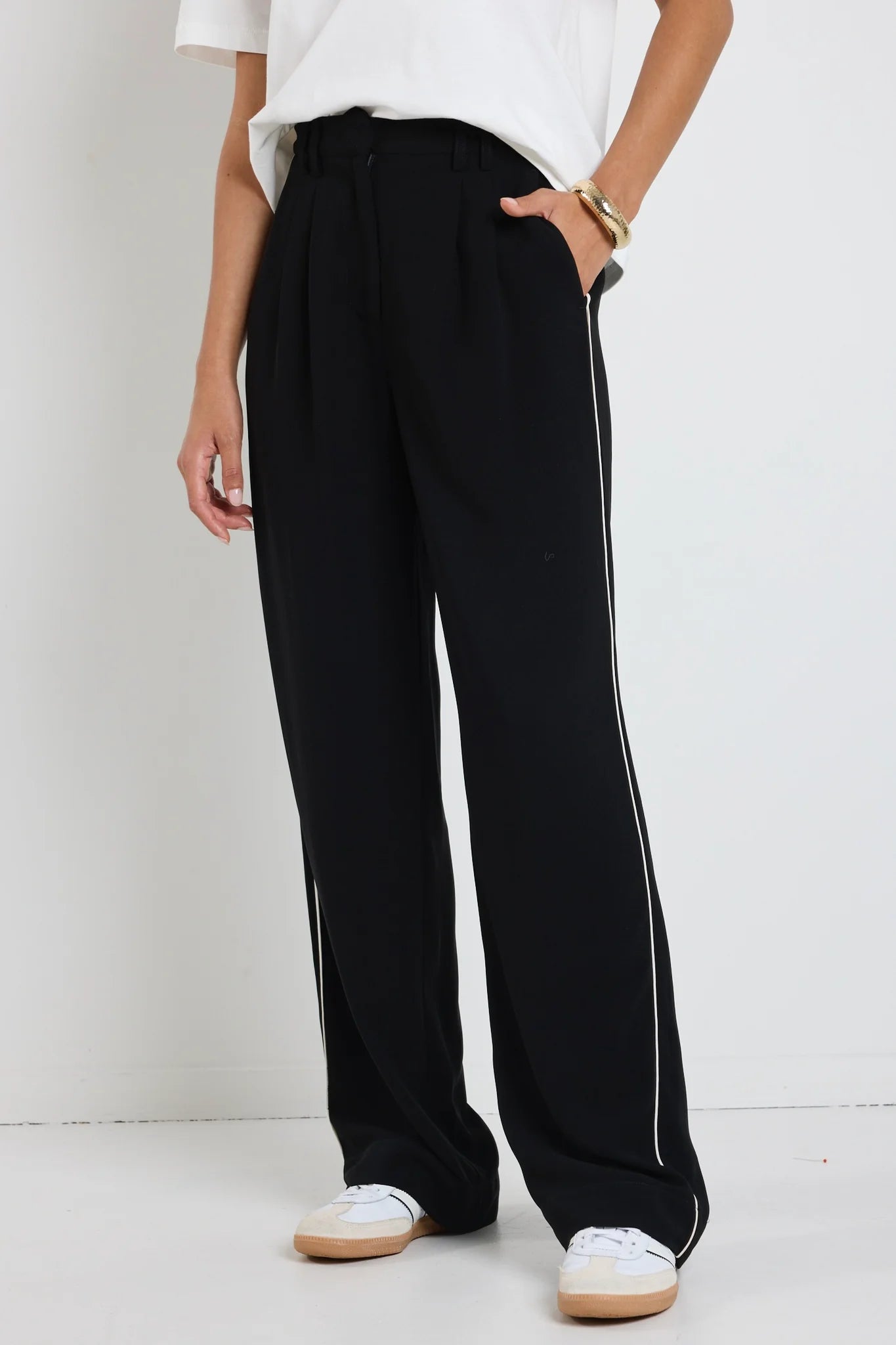 Collective Black Piped Trim Pants