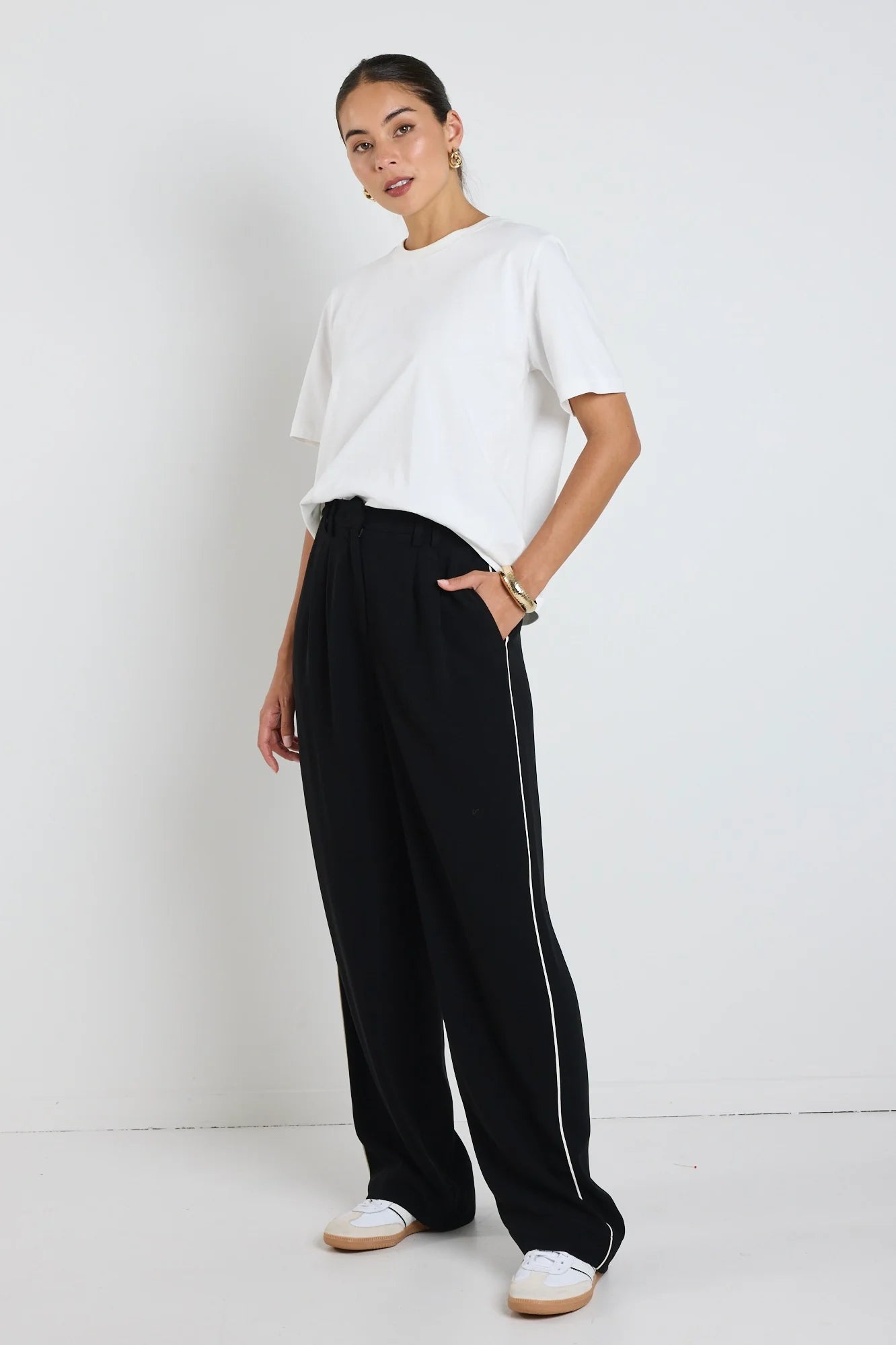 Collective Black Piped Trim Pants