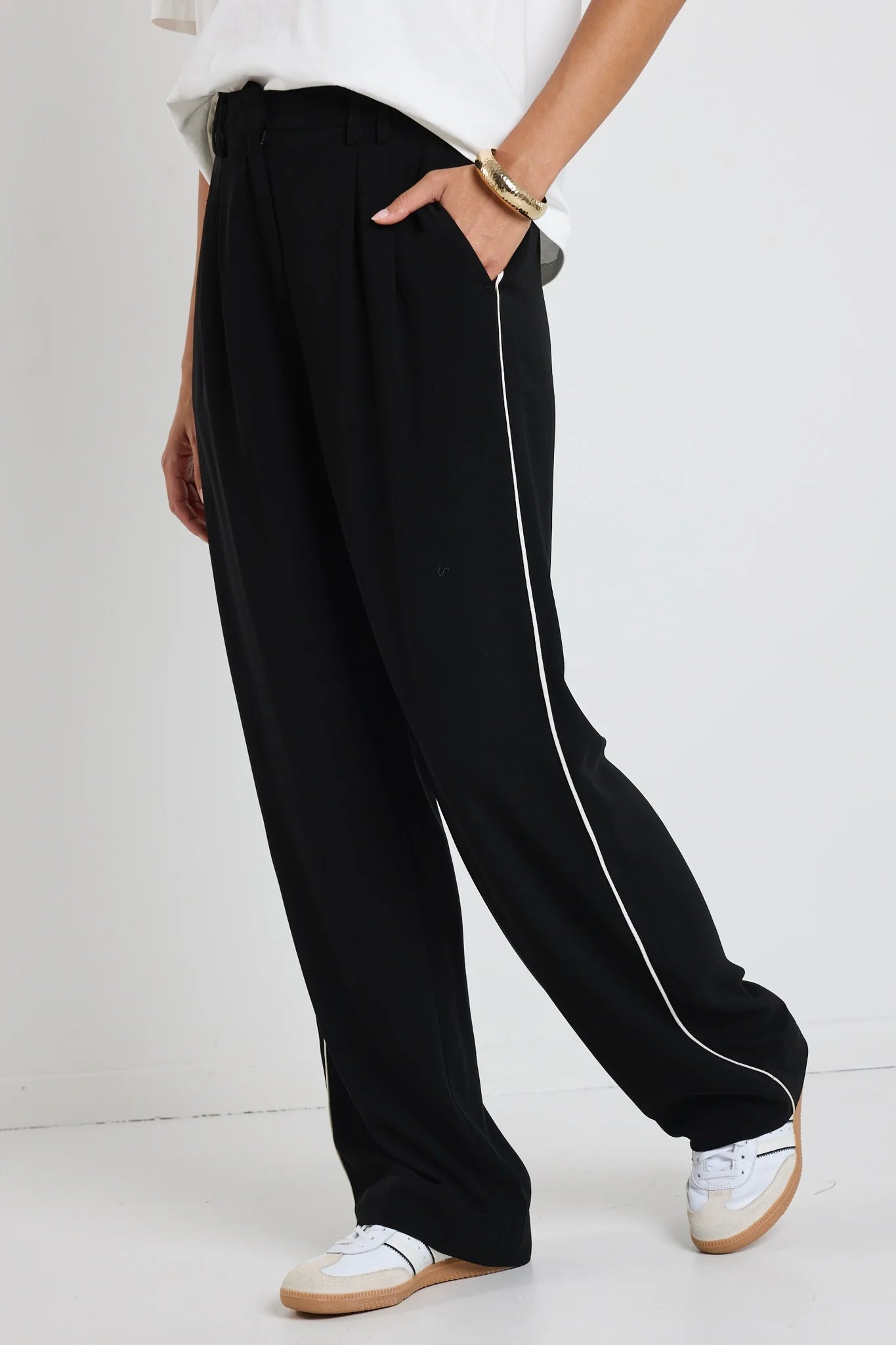 Collective Black Piped Trim Pants