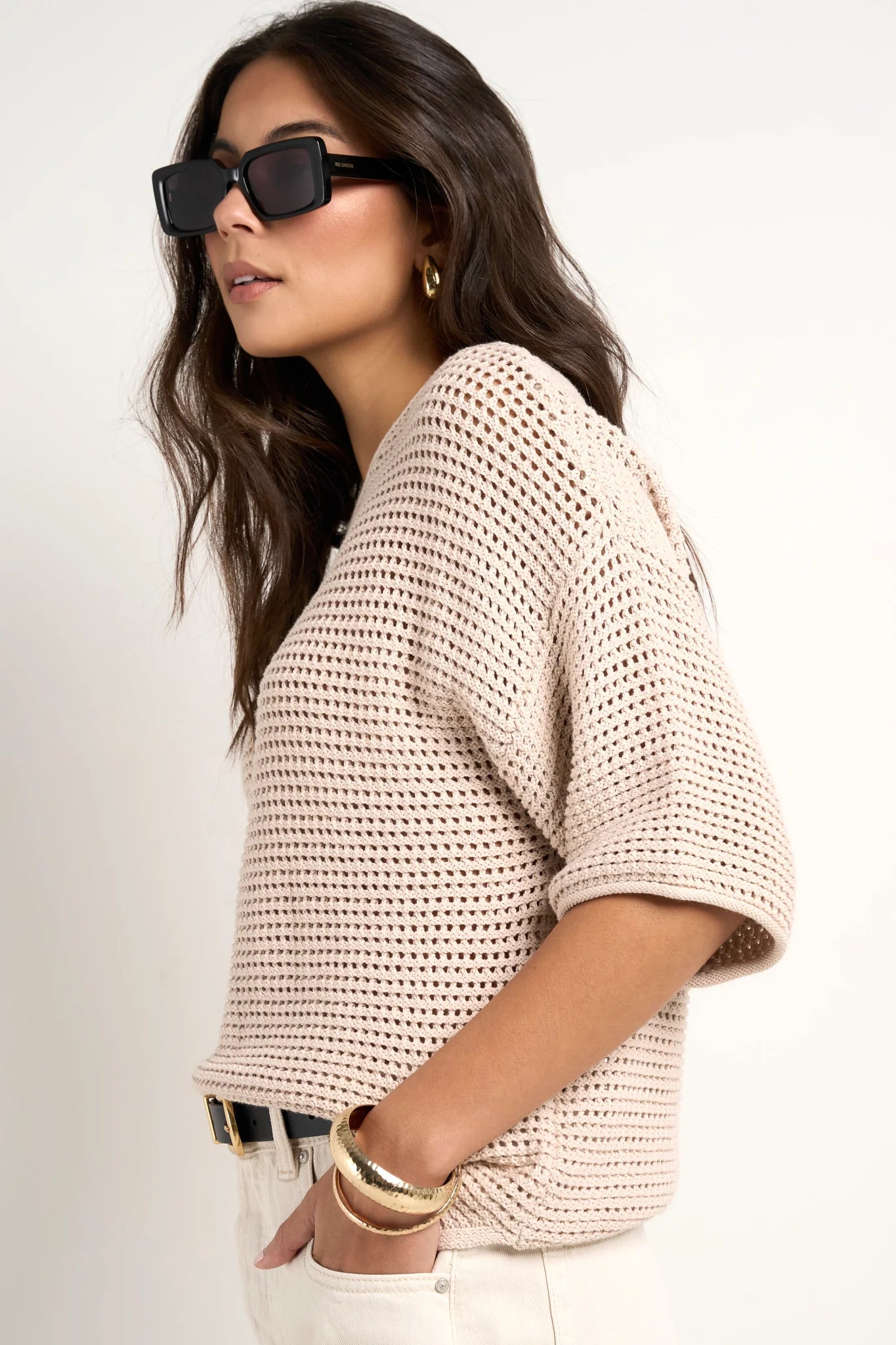 Sunrise String SS Crochet Knit Top