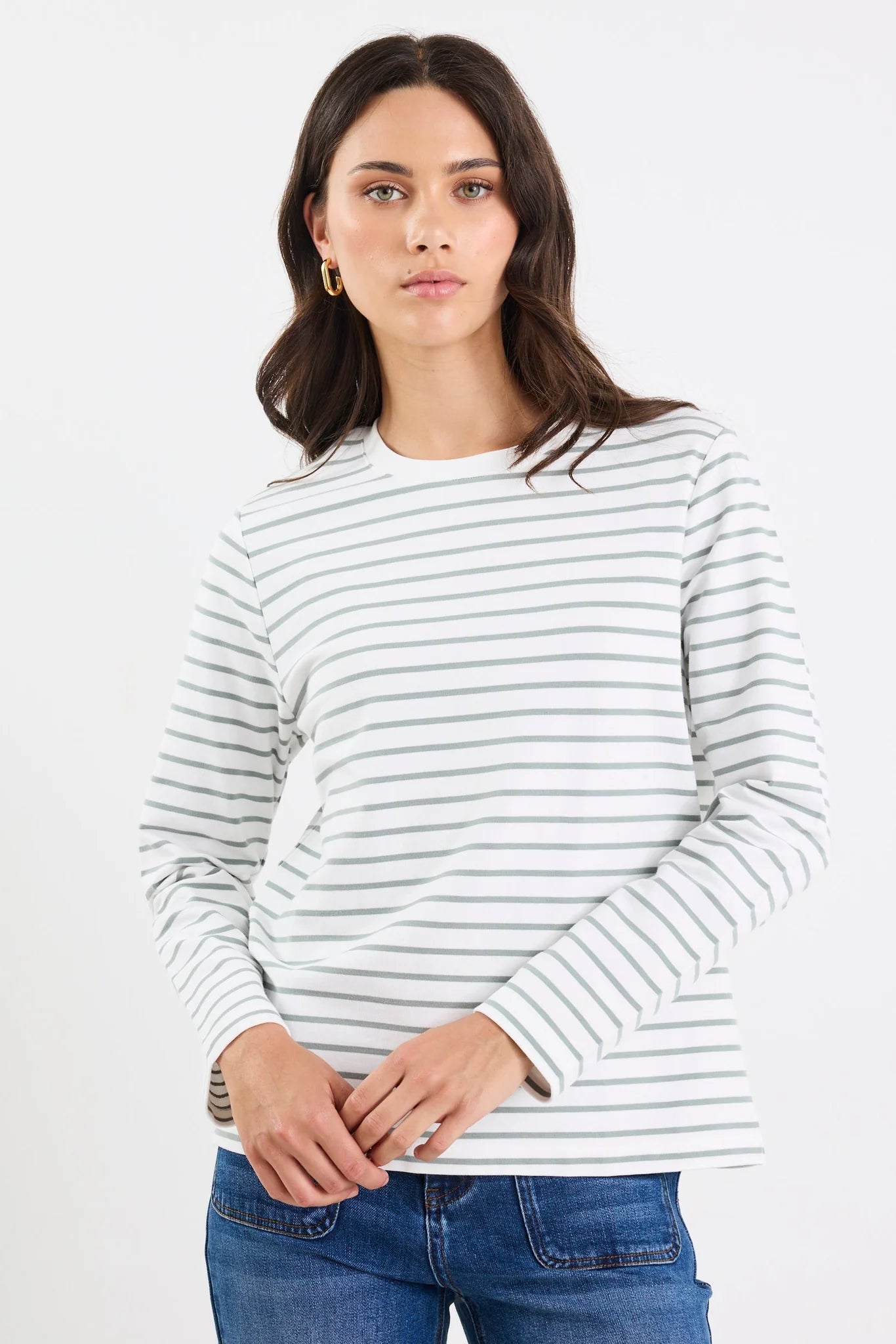 Tether Khaki White Stripe LS Tee