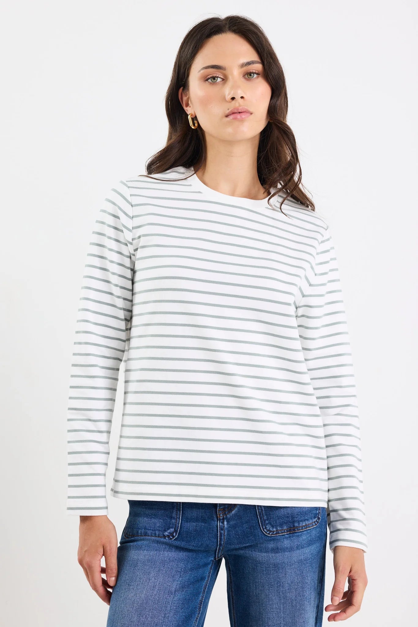 Tether Khaki White Stripe LS Tee