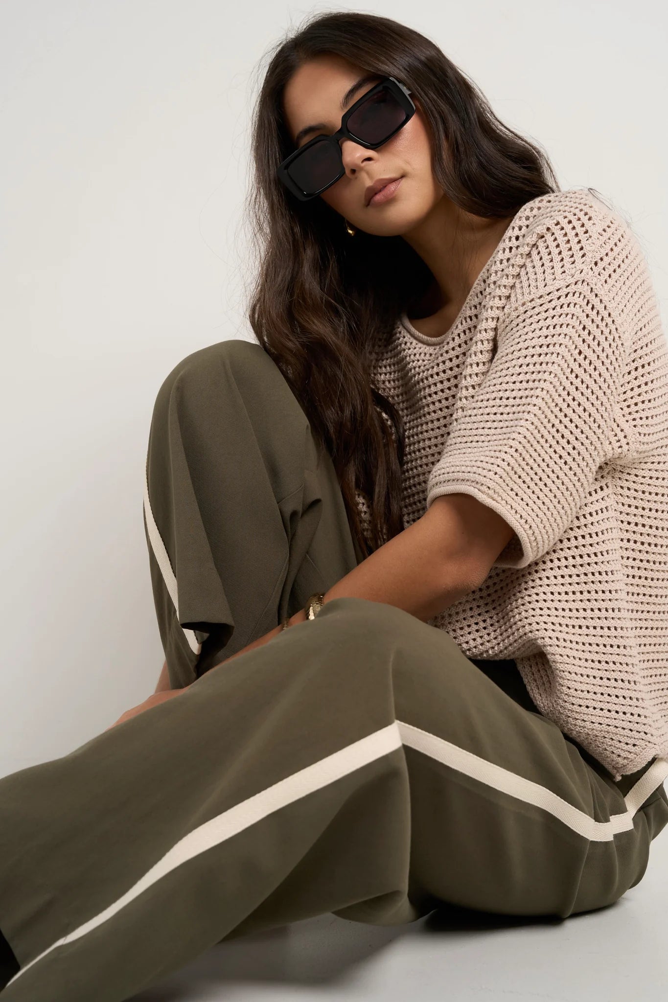 Townie Olive Stripe Wide Leg Pant
