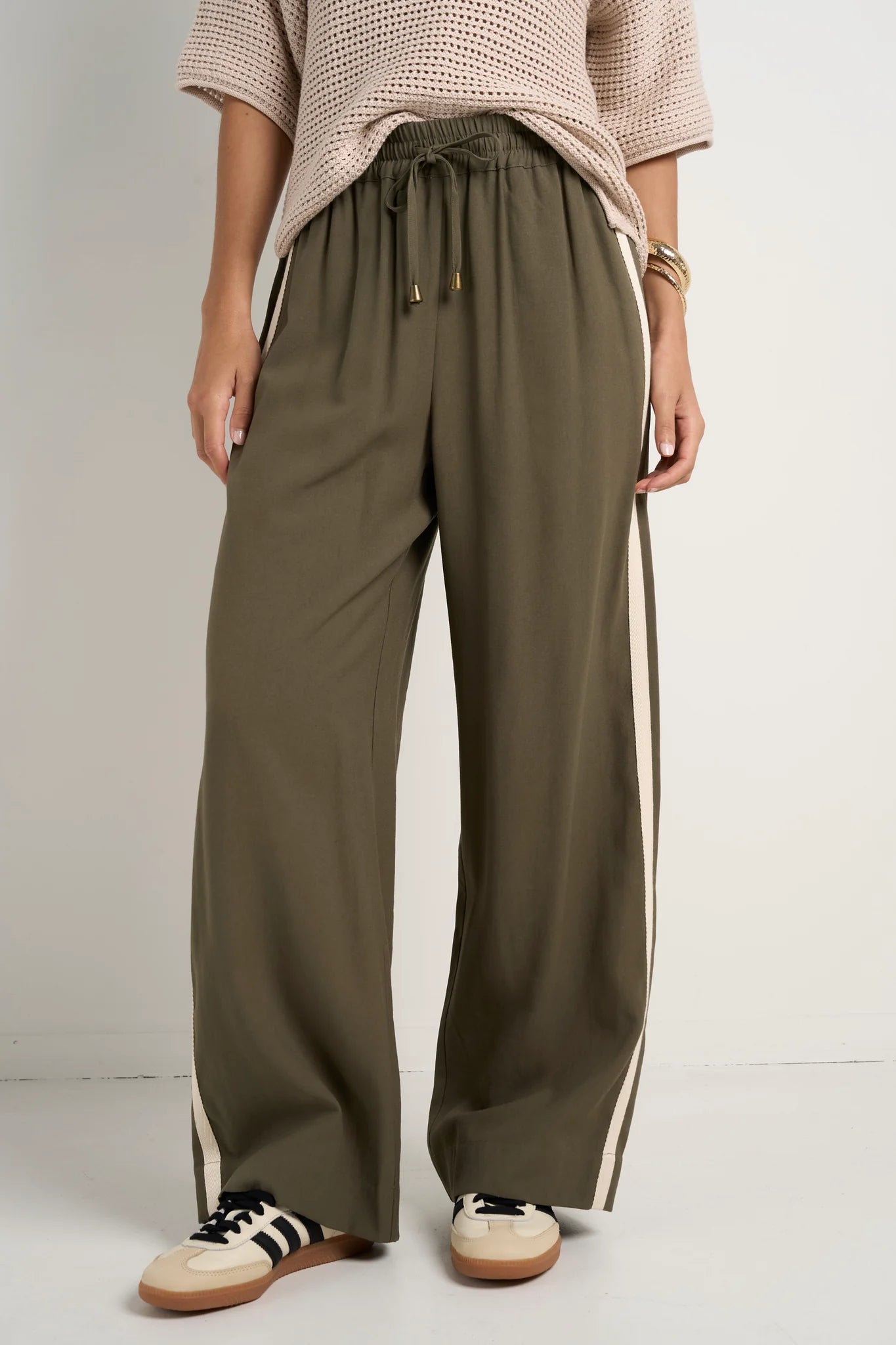 Townie Olive Stripe Wide Leg Pant