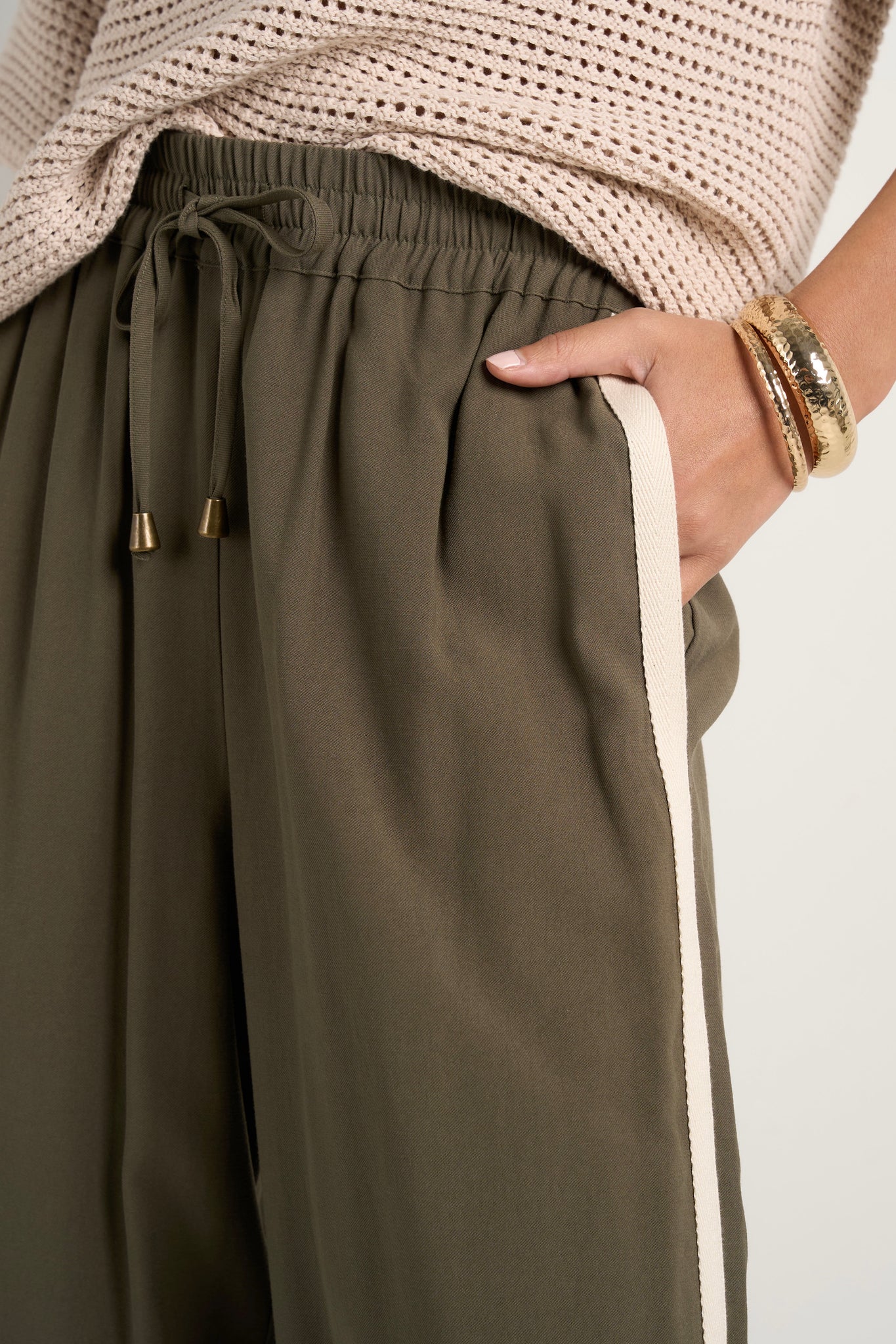 Townie Olive Stripe Wide Leg Pant