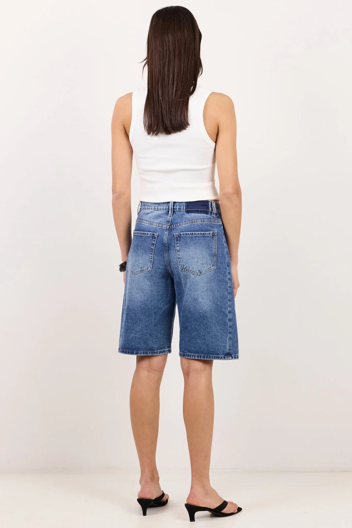 Academy deep blue denim barrel shorts