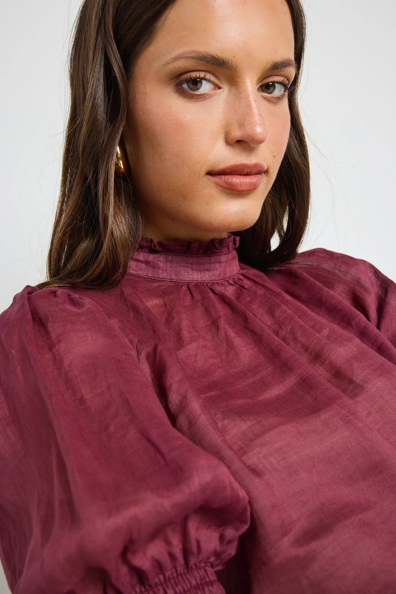 Verse Burgundy Sheer Top