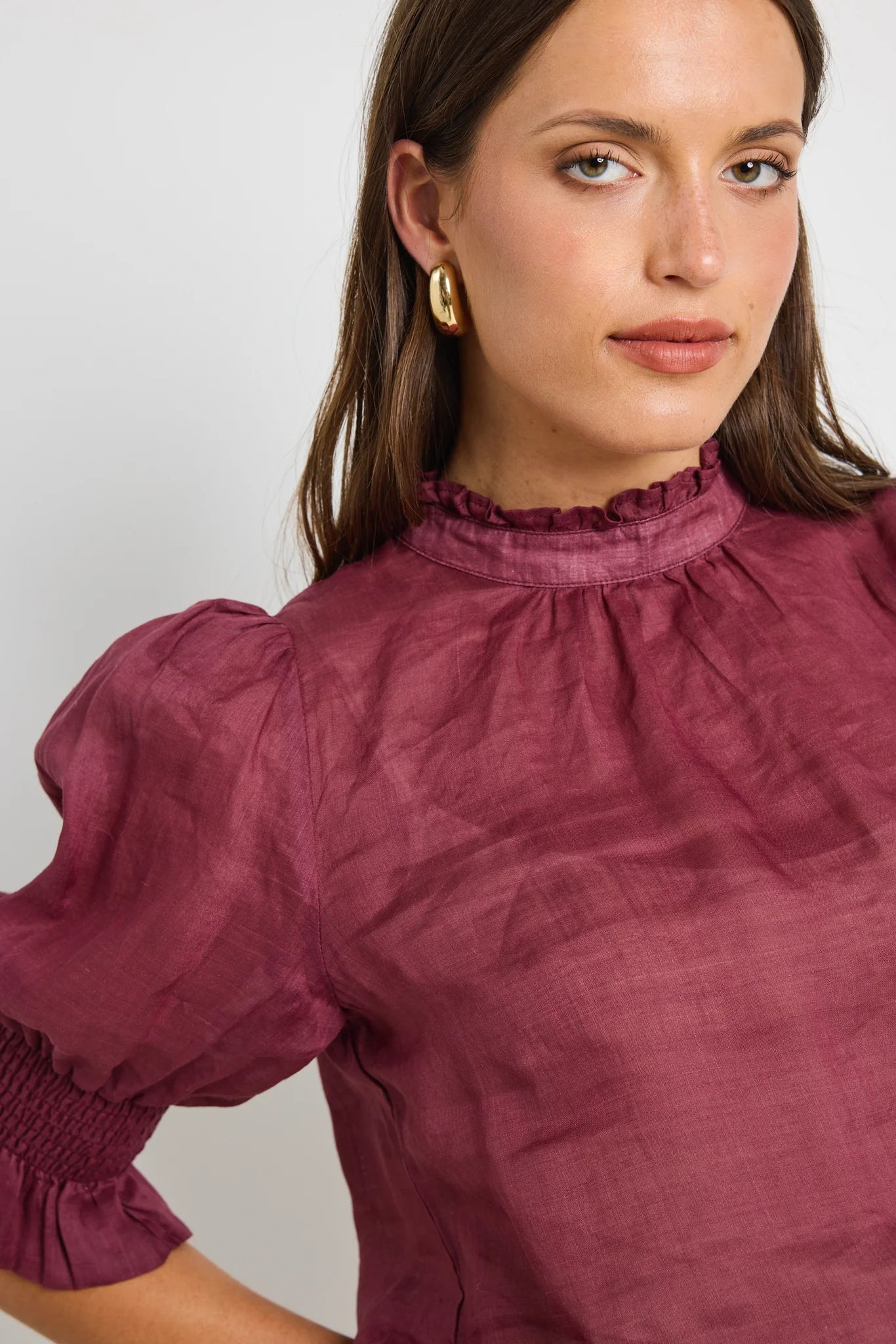 Verse Burgundy Sheer Top