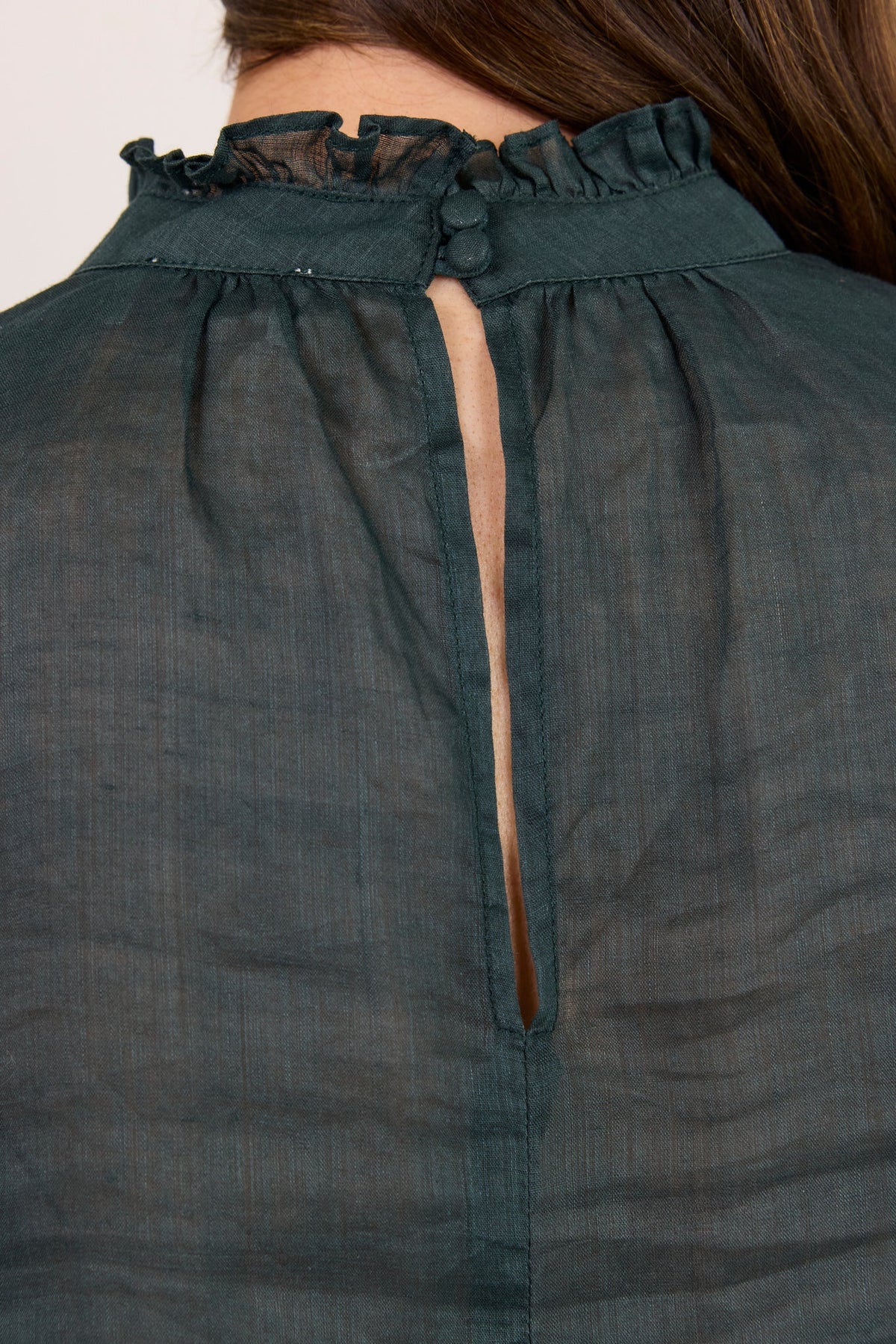 Verse Petrol Sheer High Neck Top