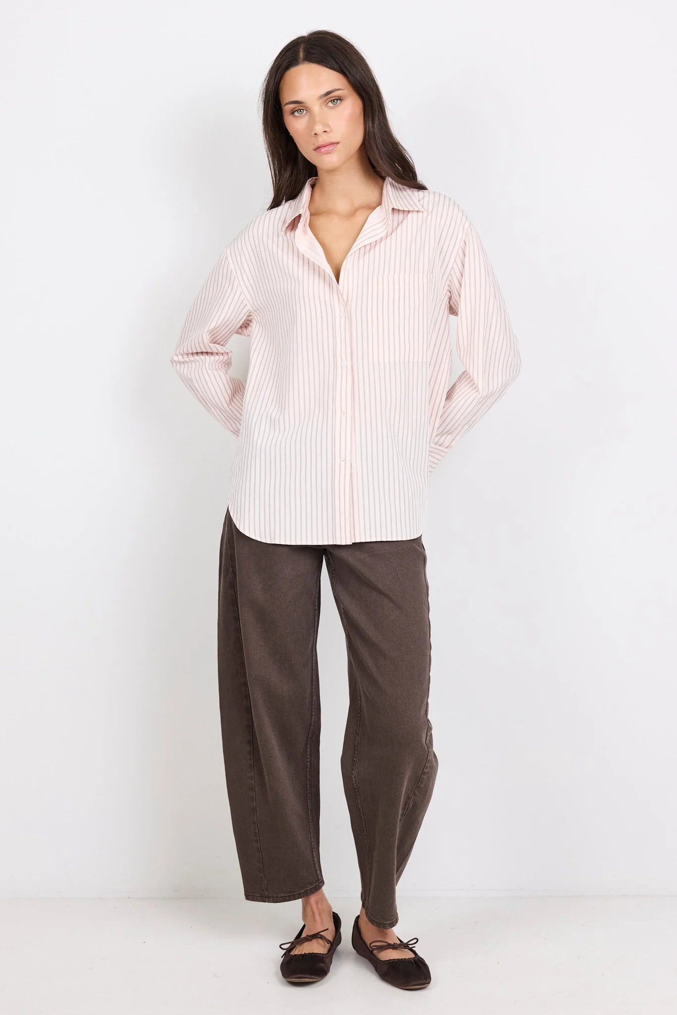 You Got This Blush Double Pinstripe Shirt