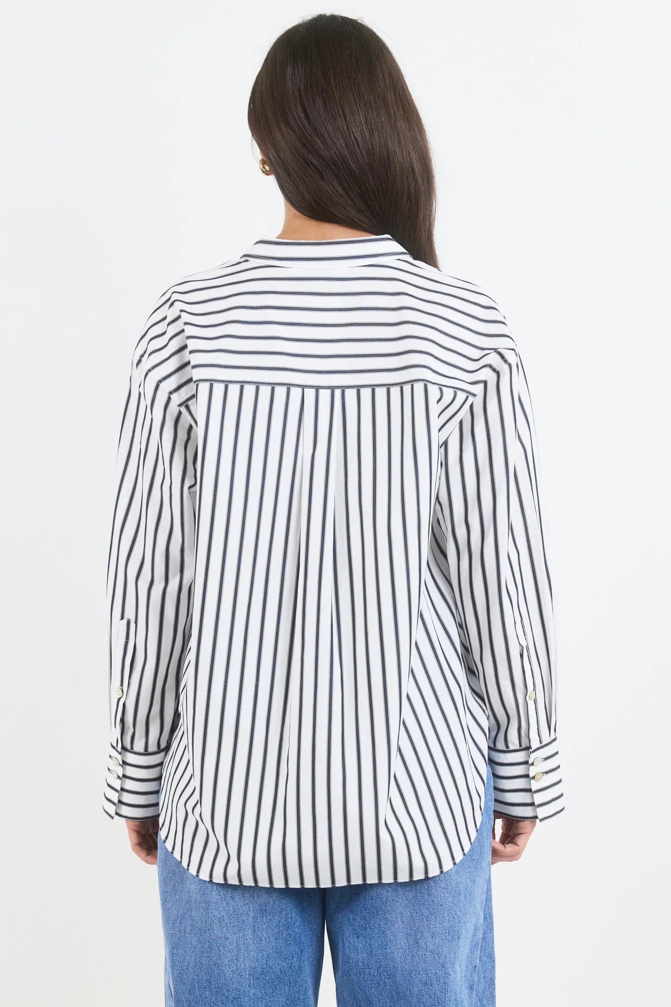 You Got This White Black Stripe Poplin Oversized Shirt