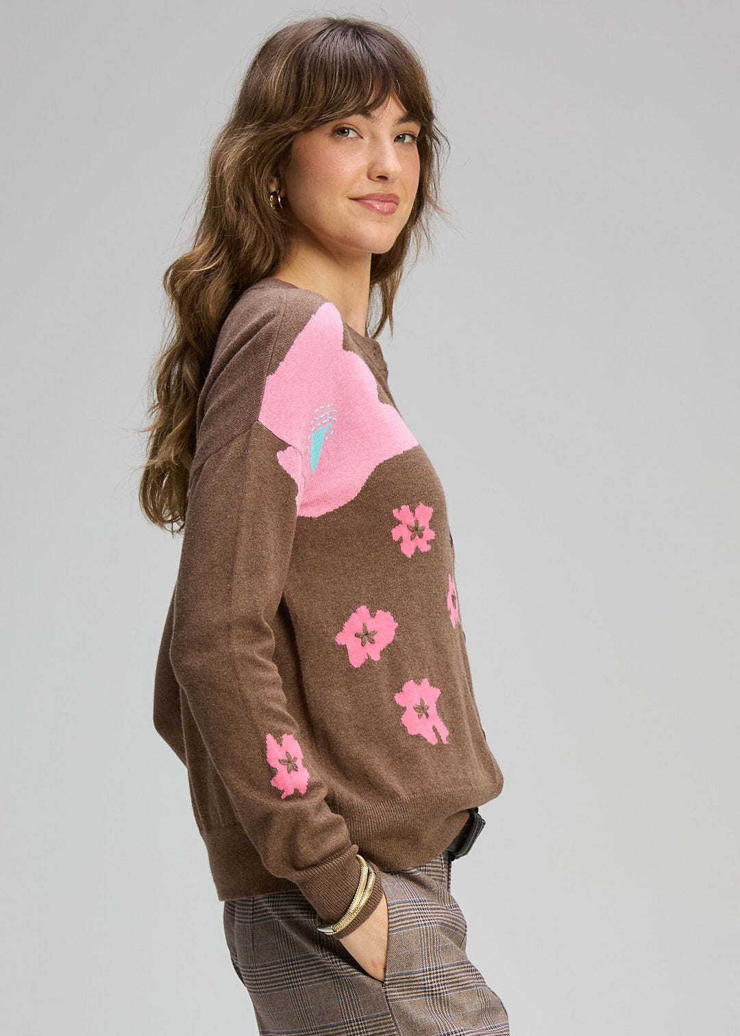 Petal Play Cardi  Bark