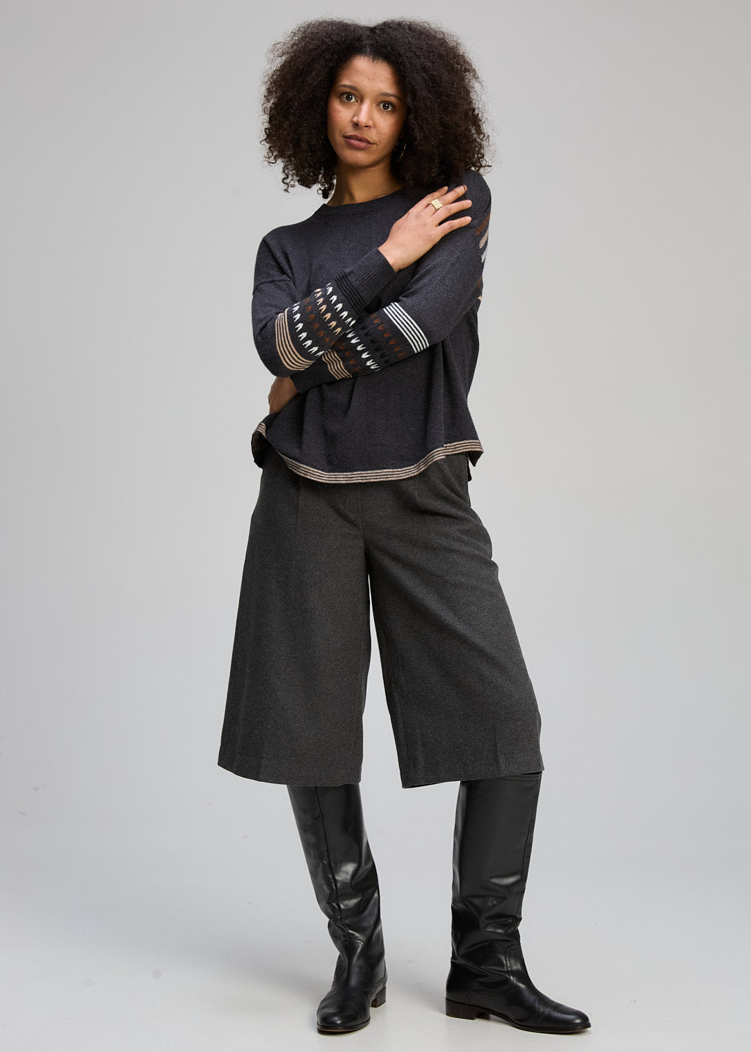 Textured Swing Jumper Charcoal