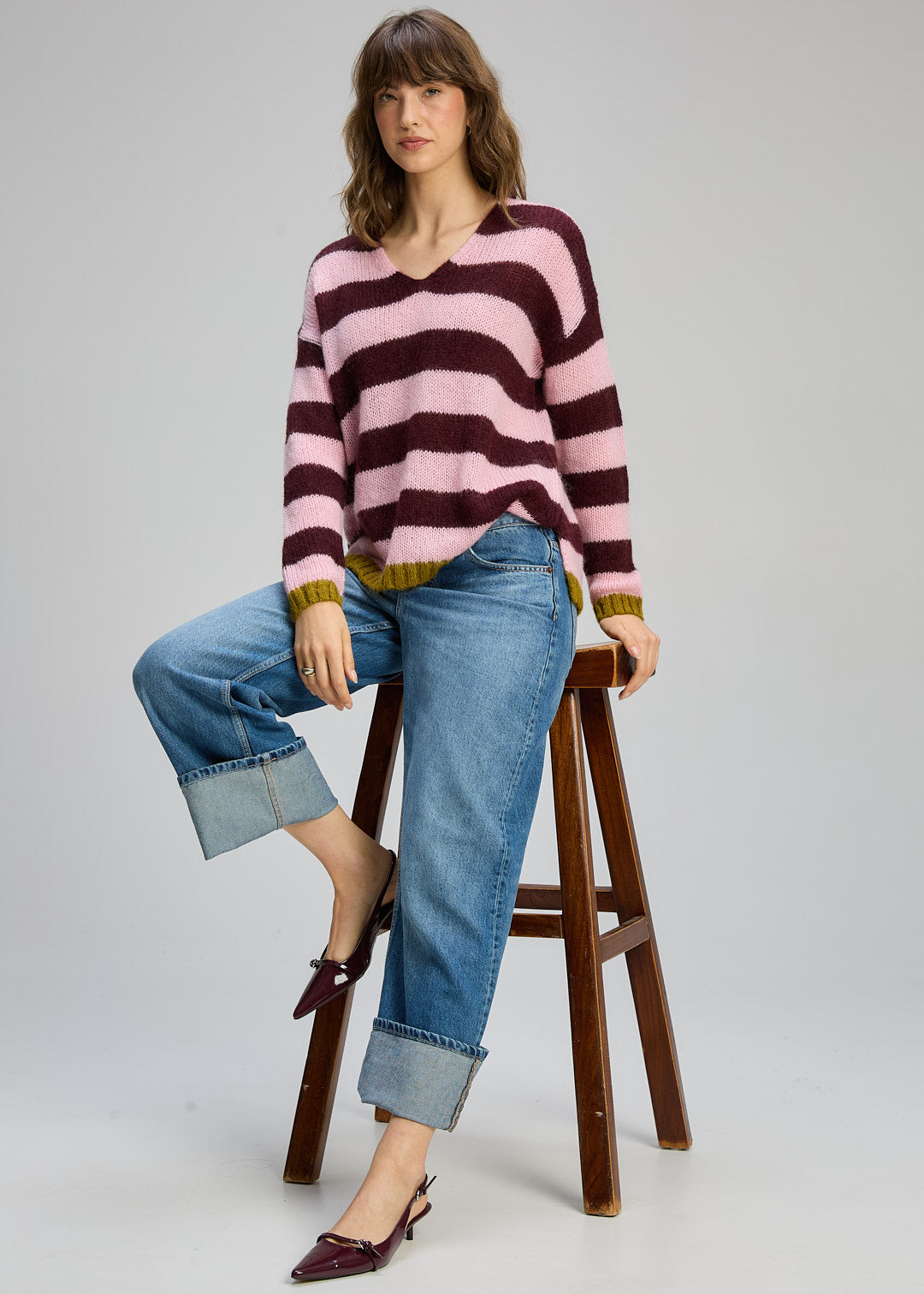 Cozy Kid Stripe V Sugar Plum