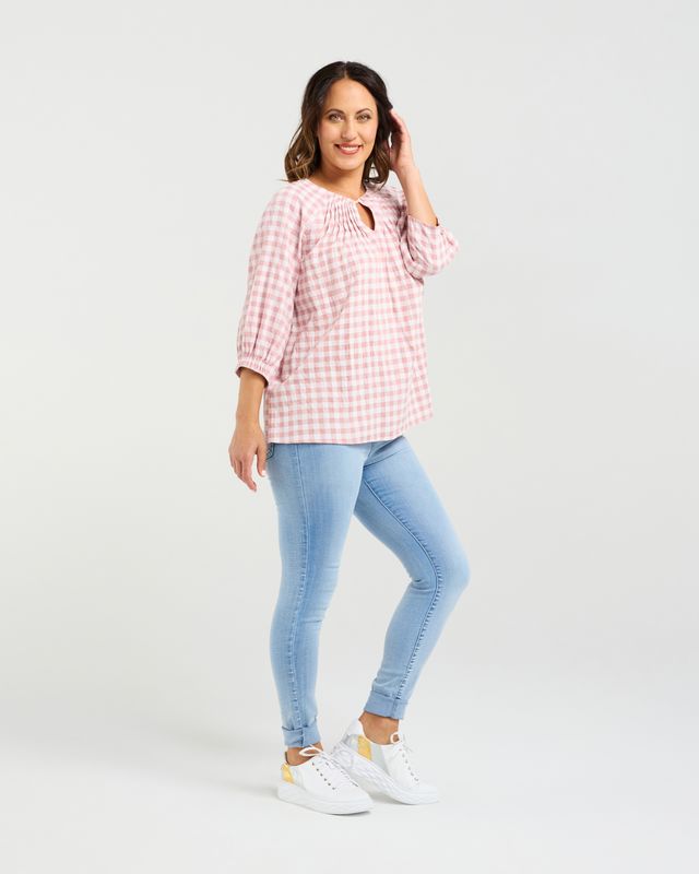 Hazel Top Pink Check
