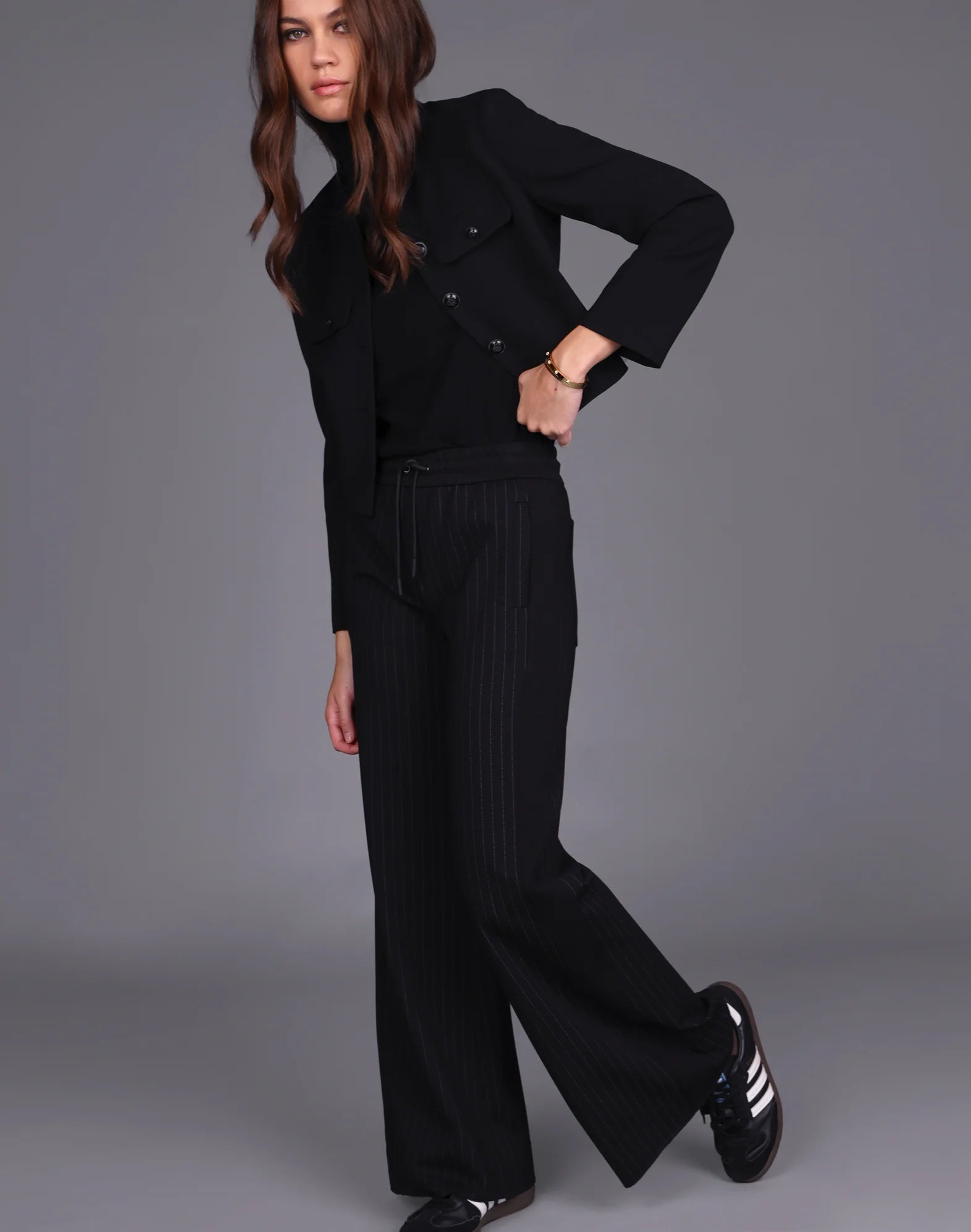 Knit pinstripe lux pant