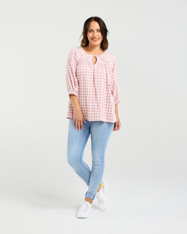 Hazel Top Pink Check